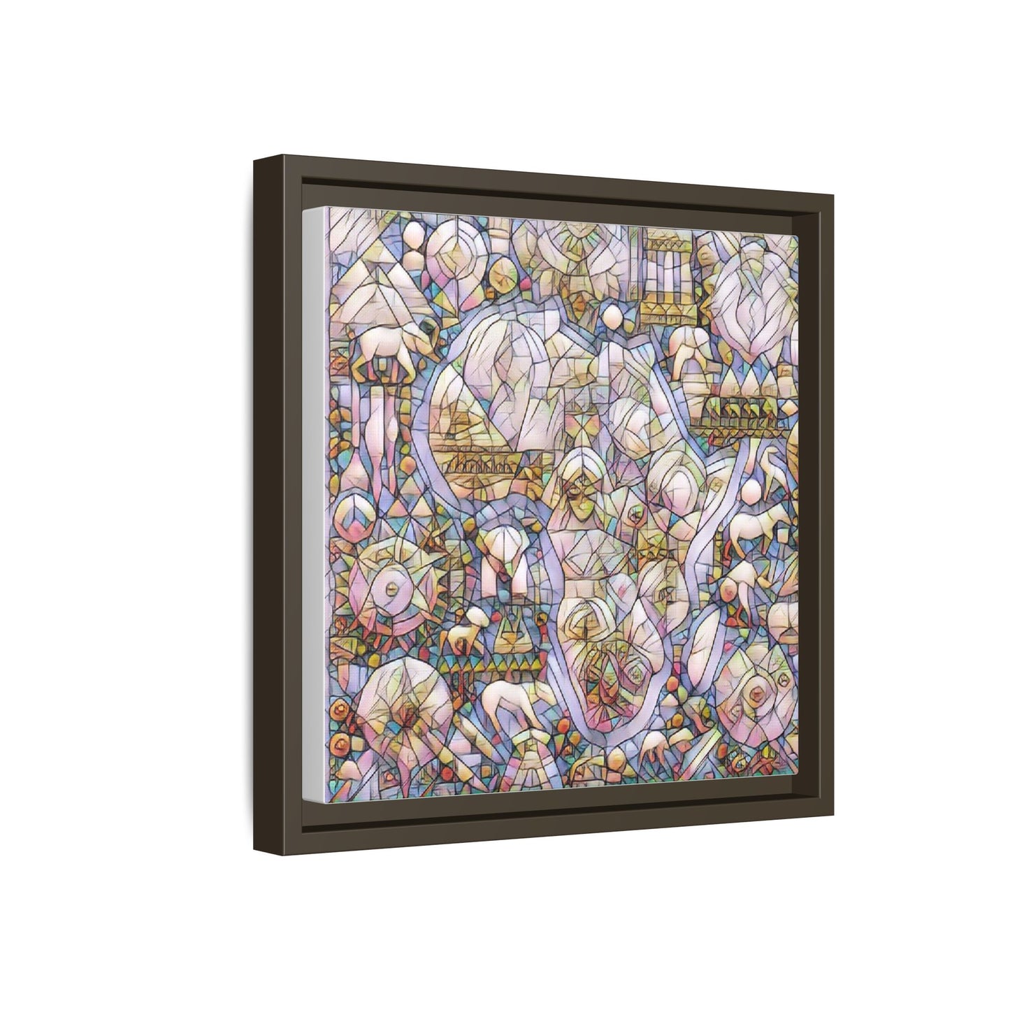 Abstract Stained-Glass Style Framed Canvas Print