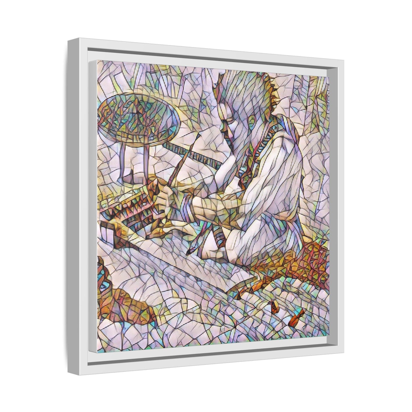 Framed Matte Canvas — Abstract Drummer Mosaic Wall Art