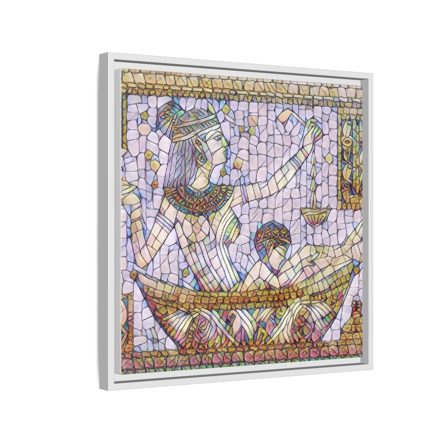 Egyptian Mosaic Goddess Matte Canvas Print (Framed)