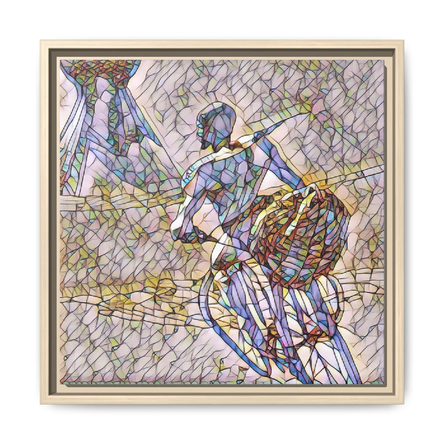 Abstract Stained-Glass Warrior Matte Framed Canvas
