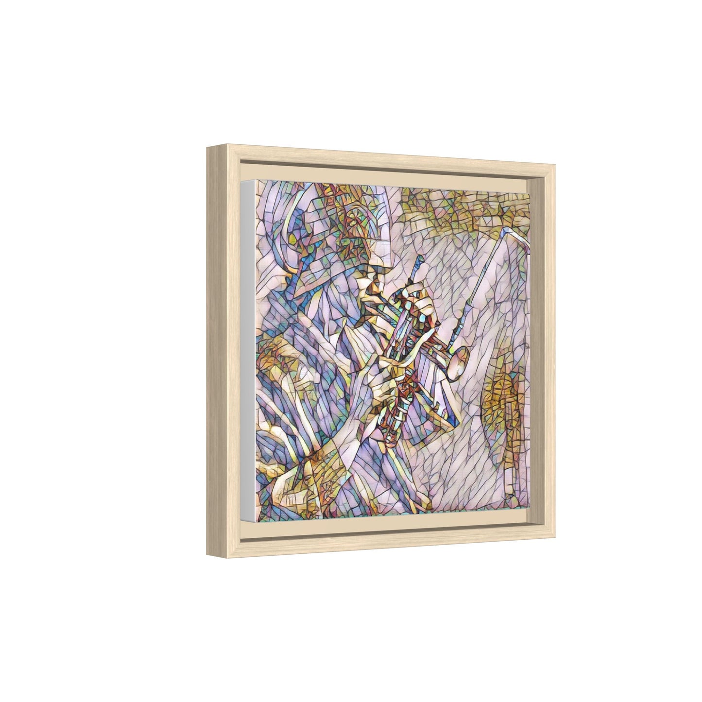 Framed Abstract Trumpet Player Matte Canvas Art