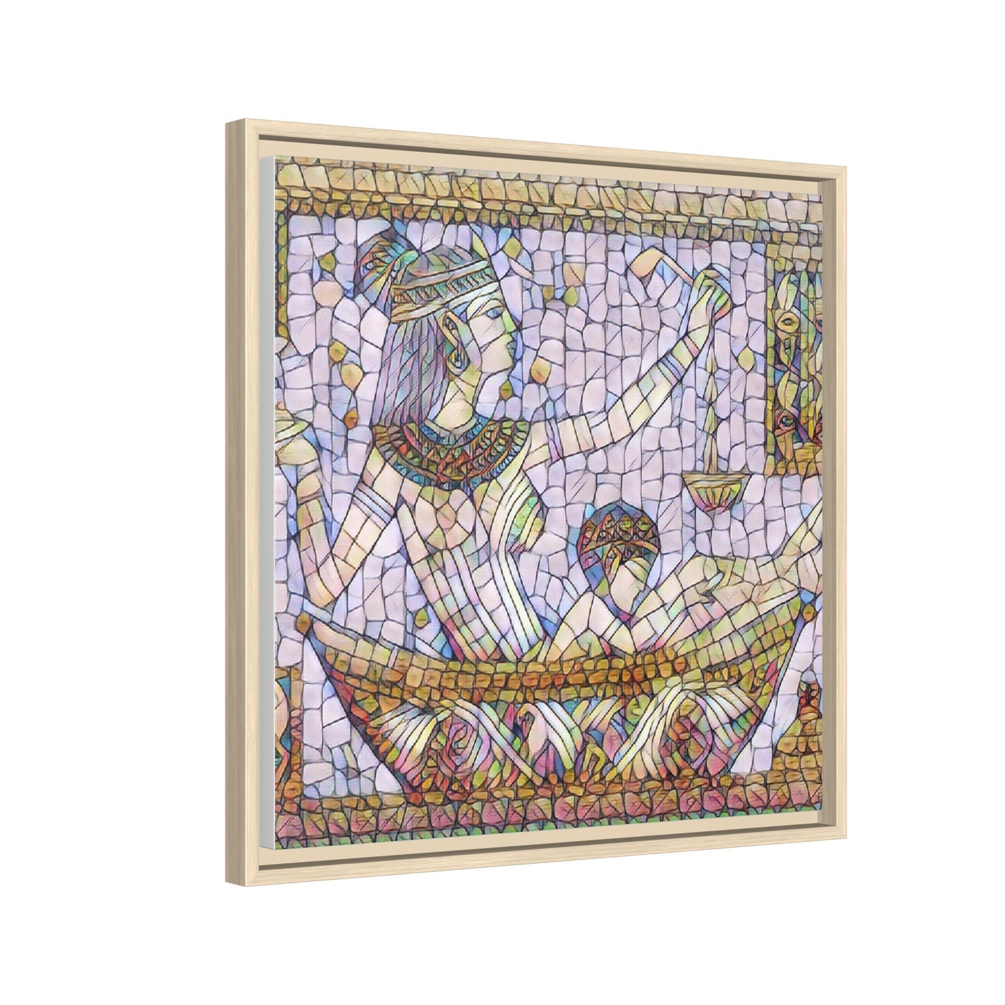 Egyptian Mosaic Goddess Matte Canvas Print (Framed)