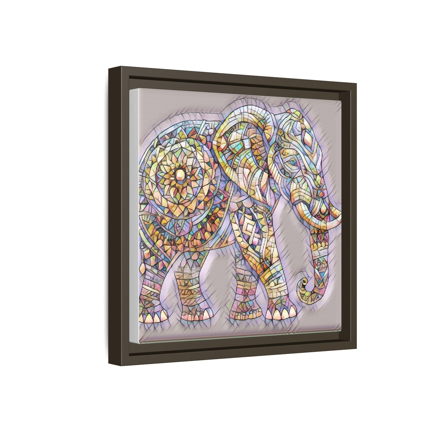 Colorful Mosaic Elephant Framed Canvas Print