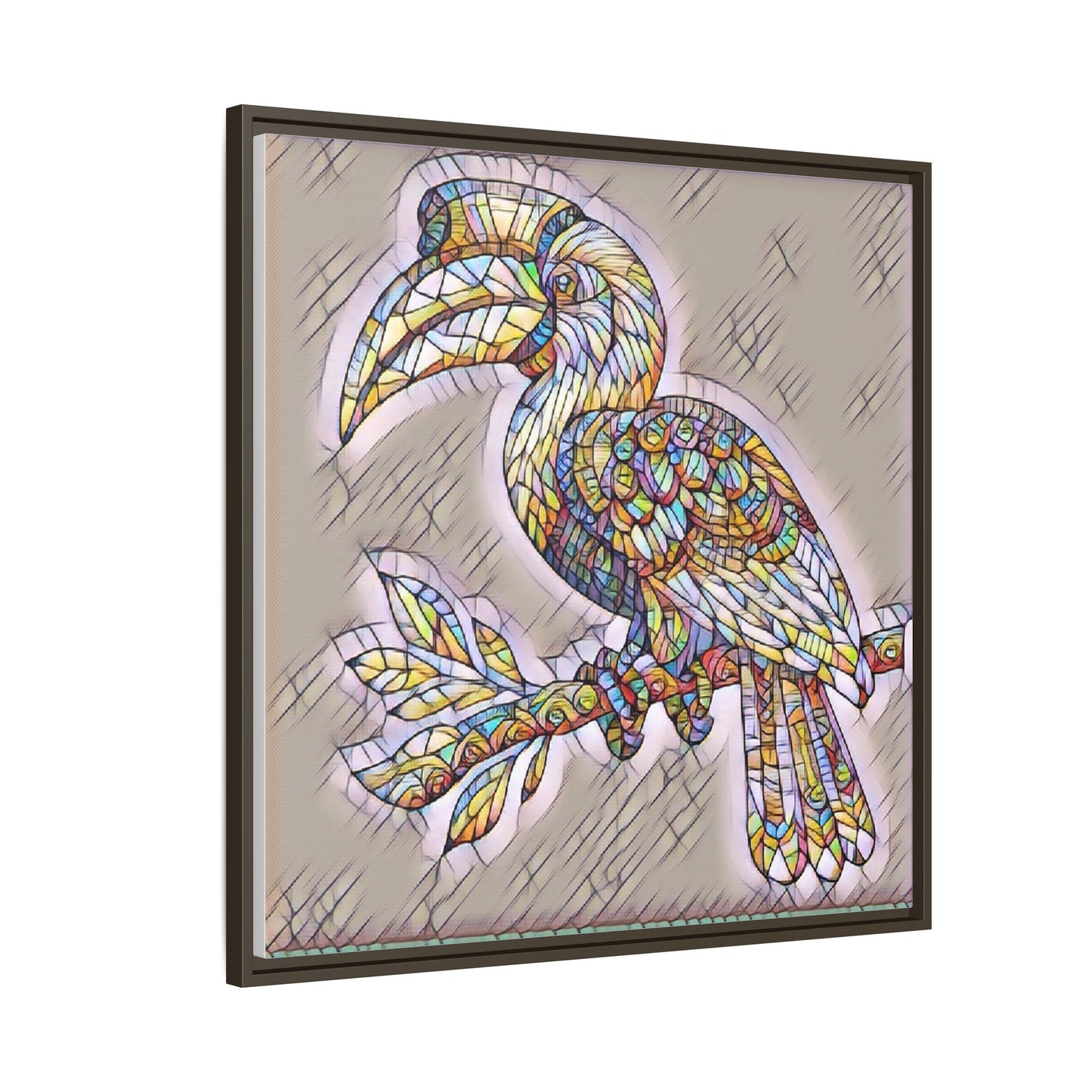 Colorful Stained Glass Toucan Matte Canvas Framed Wall Art