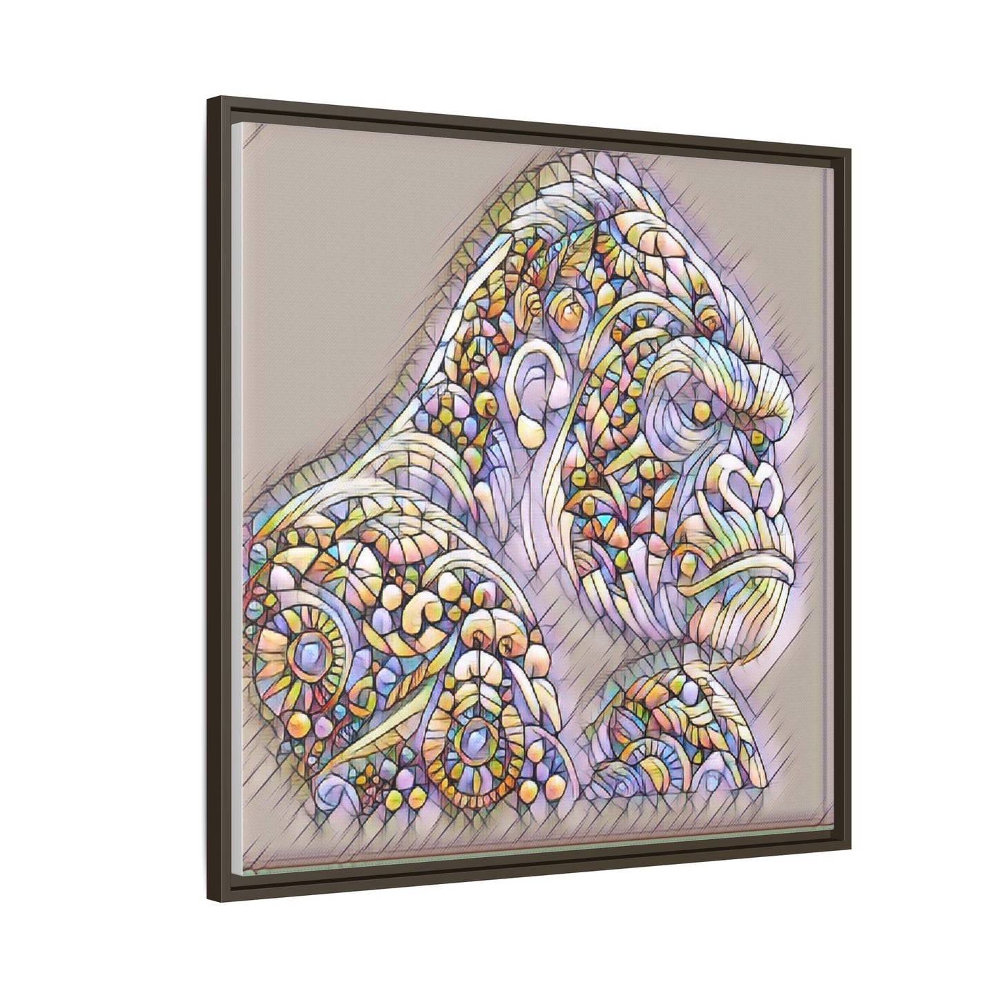 Colorful Ornate Gorilla Matte Canvas Framed Wall Art