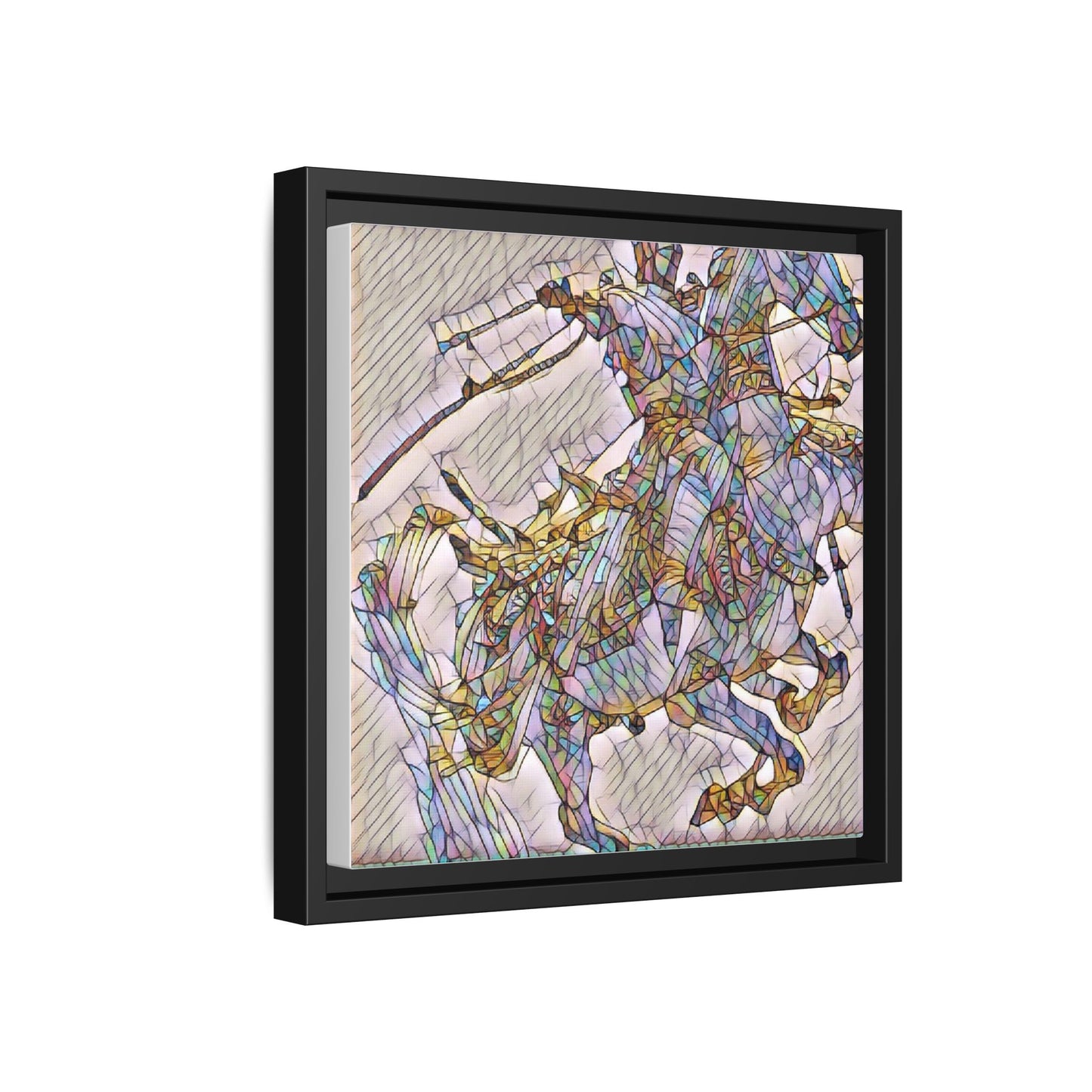Framed Abstract Stained-Glass Horse Canvas