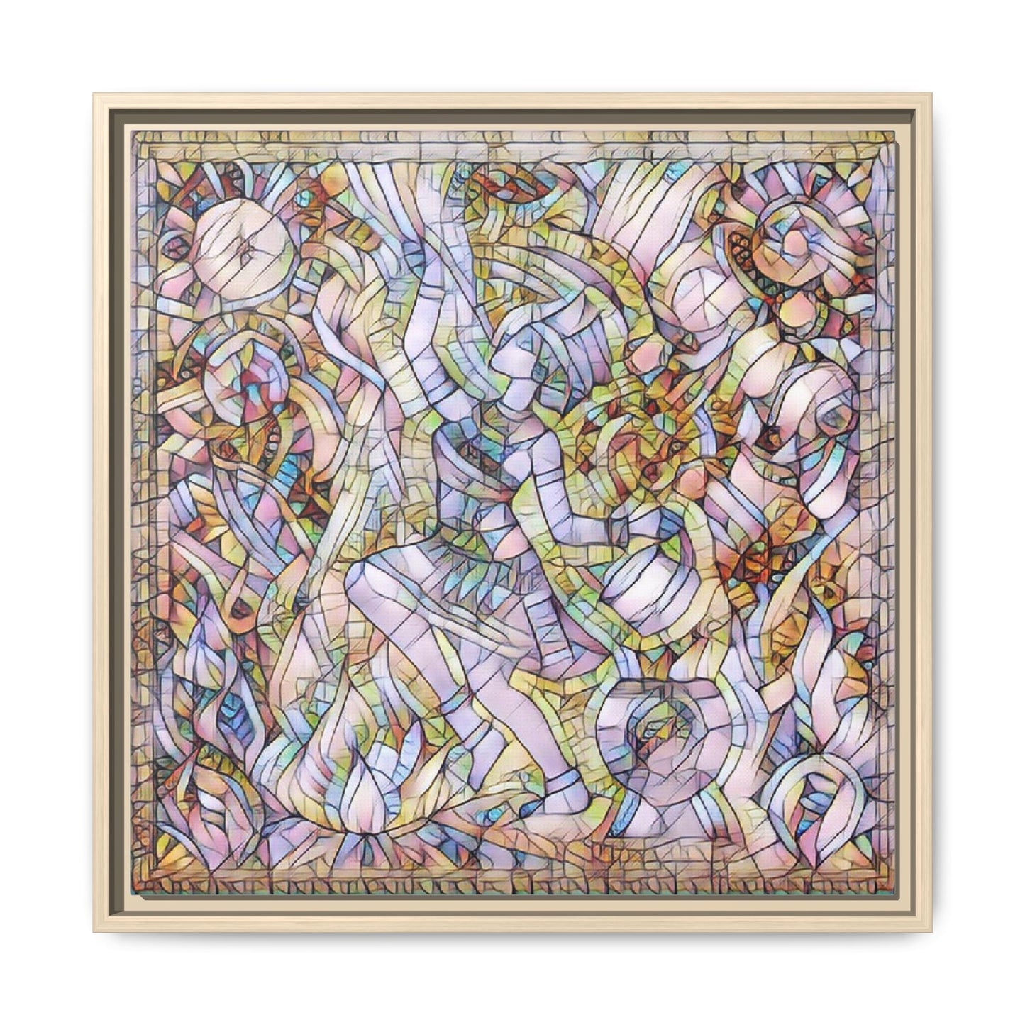 Abstract Stained Glass Dance Matte Framed Canvas