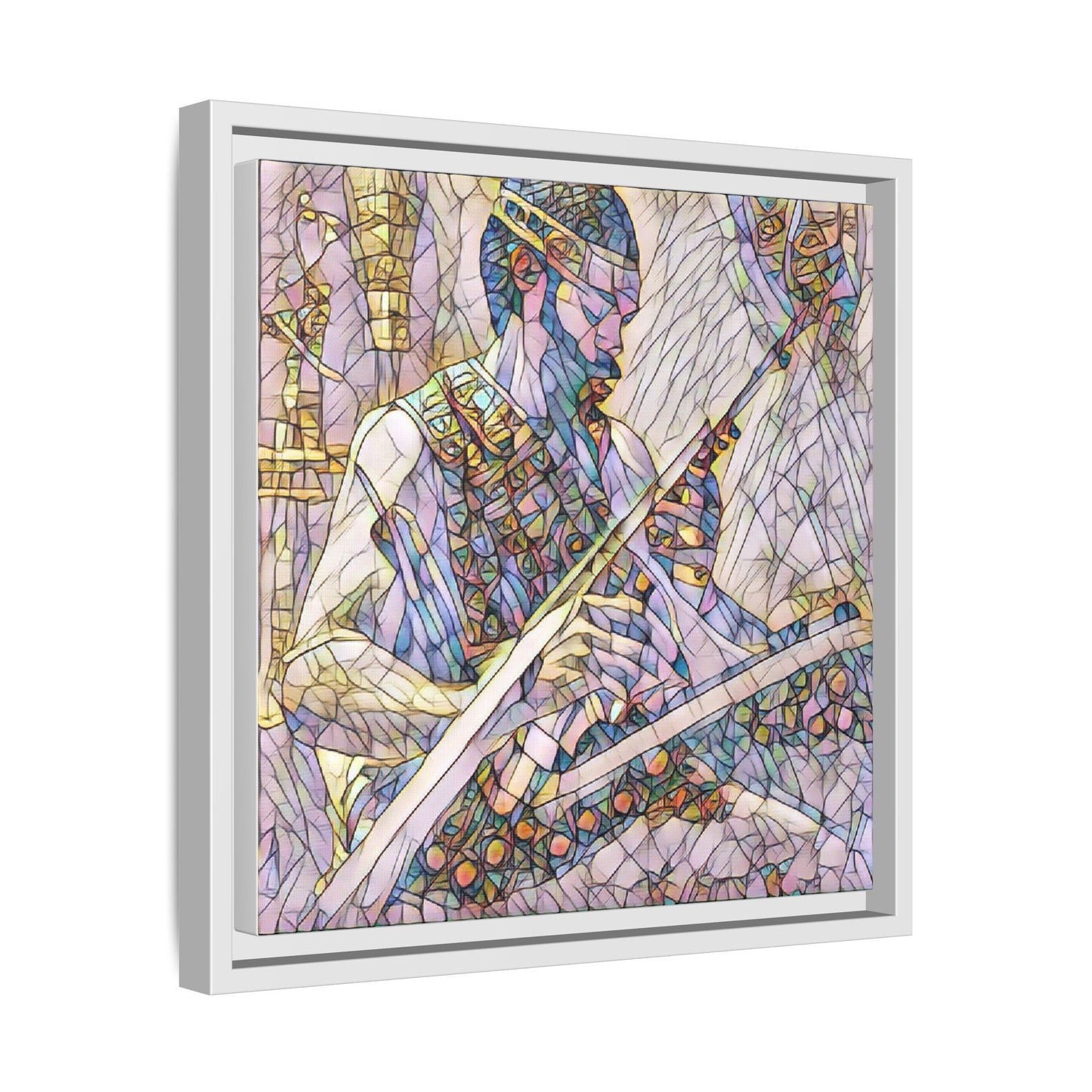 Framed Matte Canvas — Abstract Musician Stained-Glass Art Print