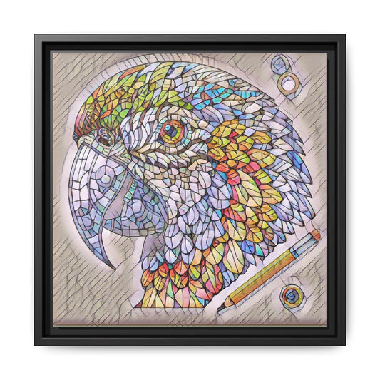 Stained Glass Parrot Matte Canvas Framed Wall Art