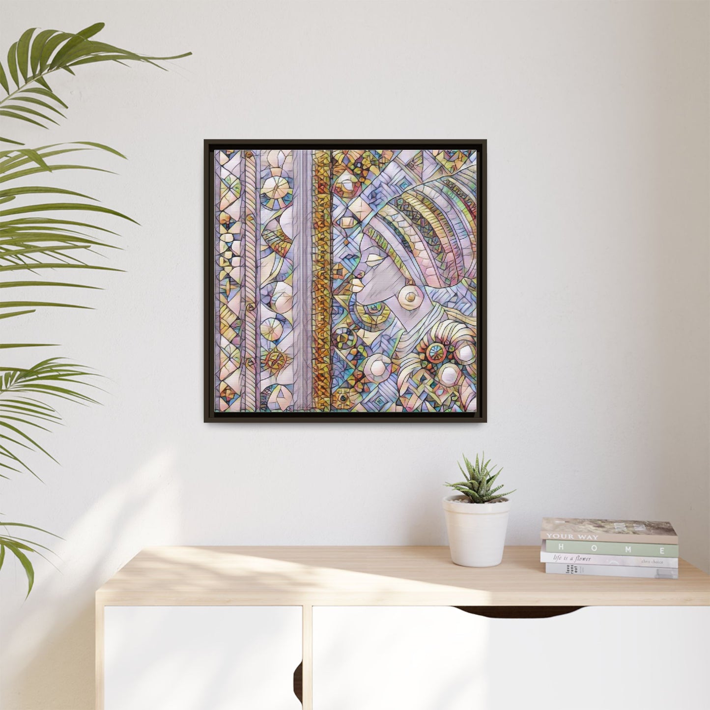 Afrocentric Stained-Glass Portrait Matte Framed Canvas