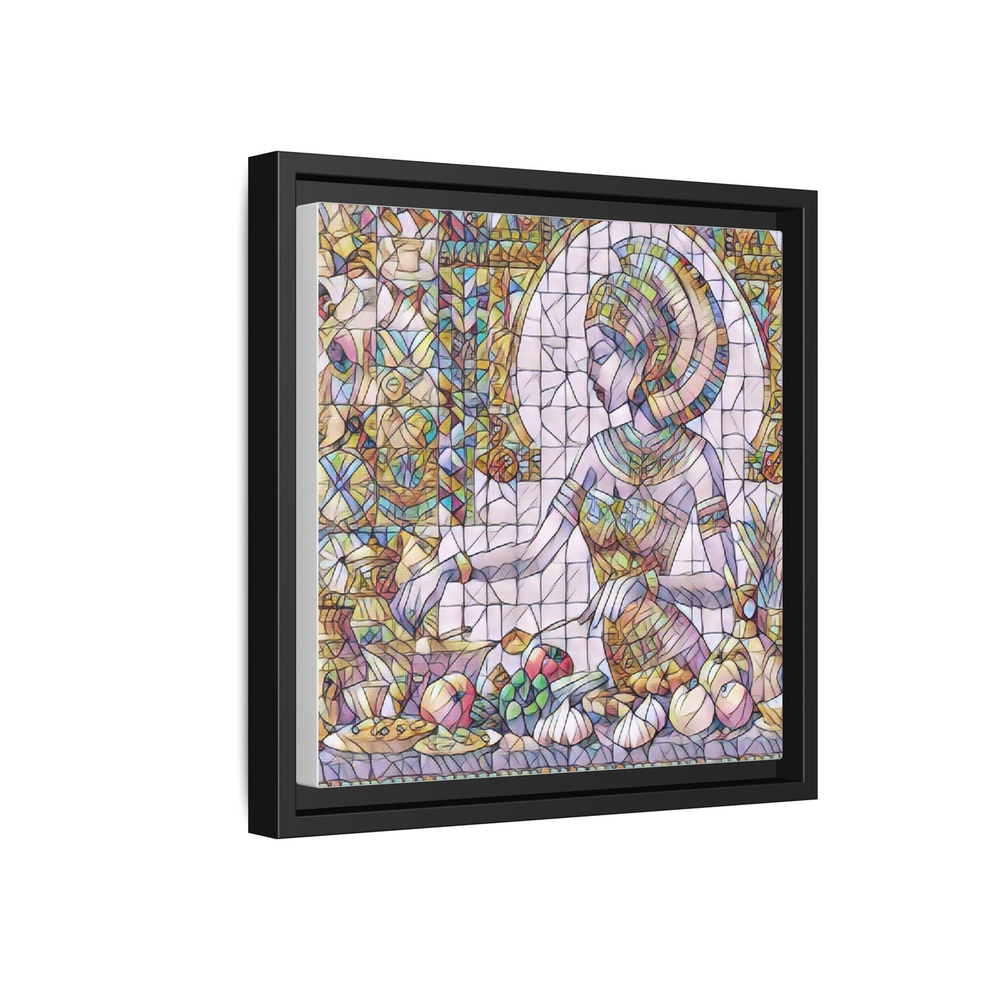 Egyptian Goddess Stained Glass Style Framed Canvas Art