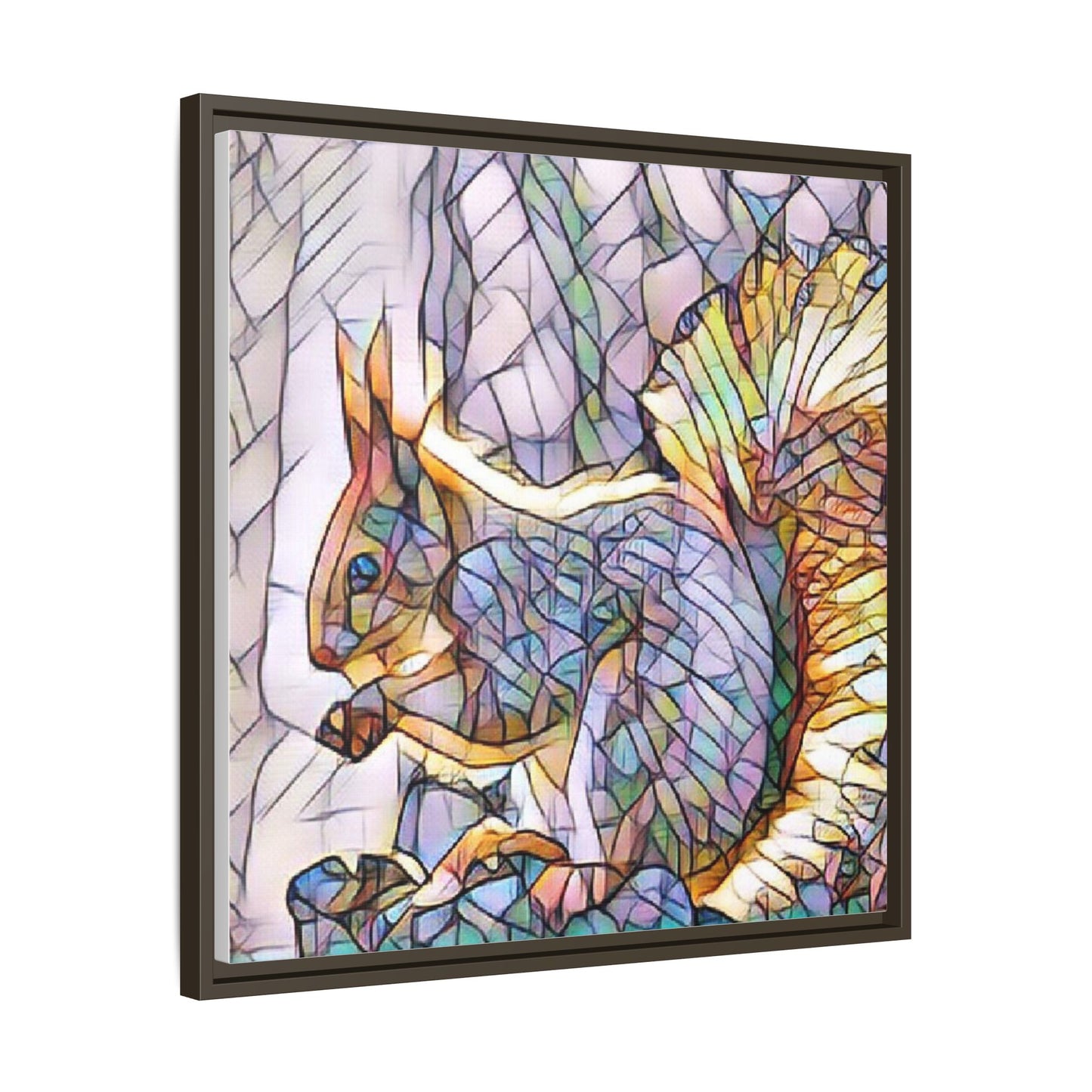 Framed Squirrel Mosaic Matte Canvas Wall Art