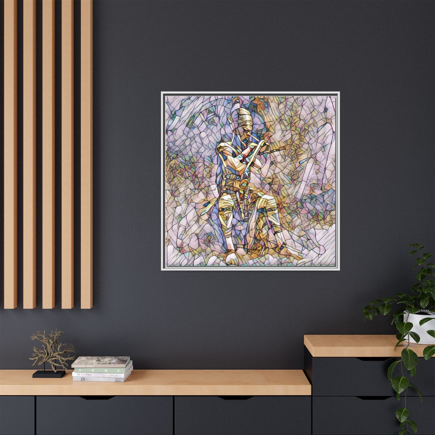 Framed Matte Canvas - Stained Glass Knight Artwork