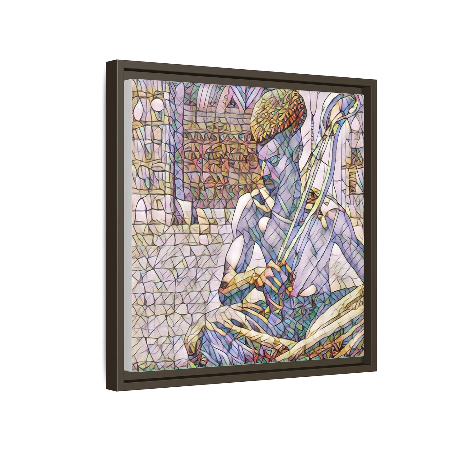 Framed Matte Canvas Art – Stained-Glass Style Musician Print