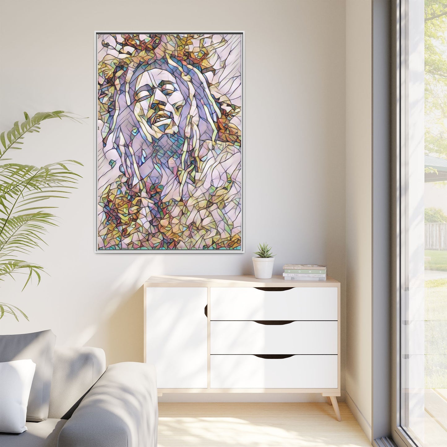 Abstract Multicolor Portrait Matte Canvas Framed Wall Art