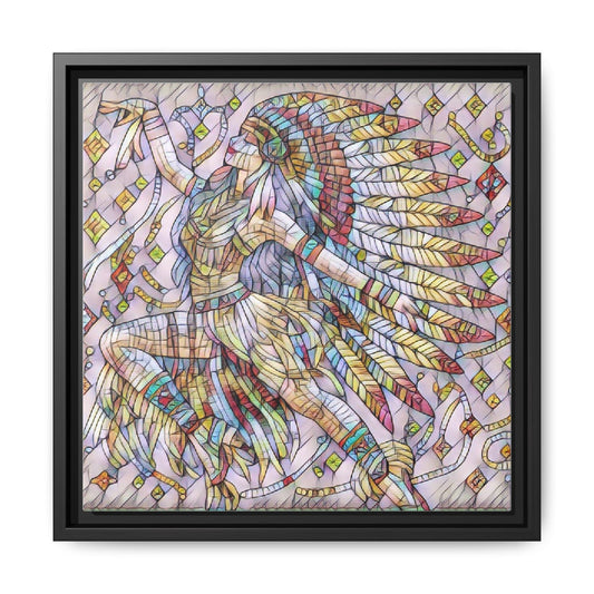Stained Glass Style Native Dancer Framed Canvas Art