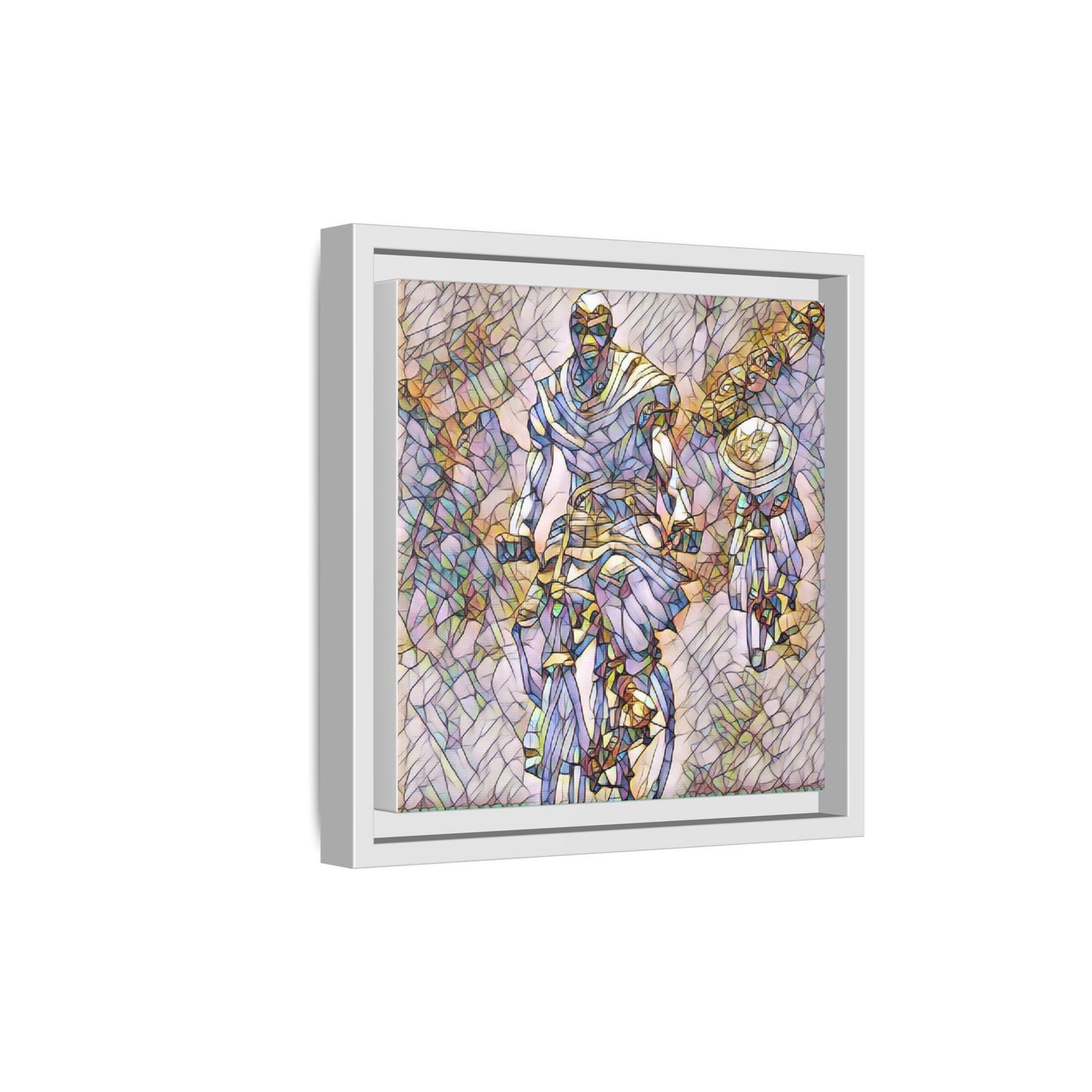 Framed Matte Canvas — Abstract Cyclist Artwork (Multi‑Color)