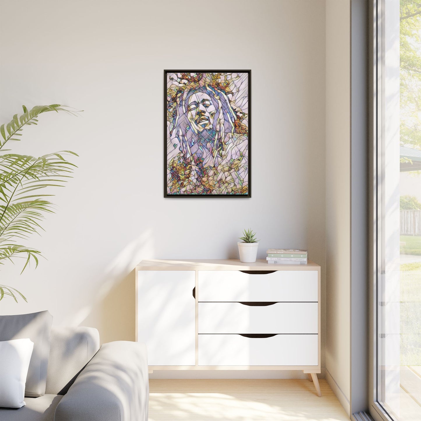 Abstract Multicolor Portrait Matte Canvas Framed Wall Art