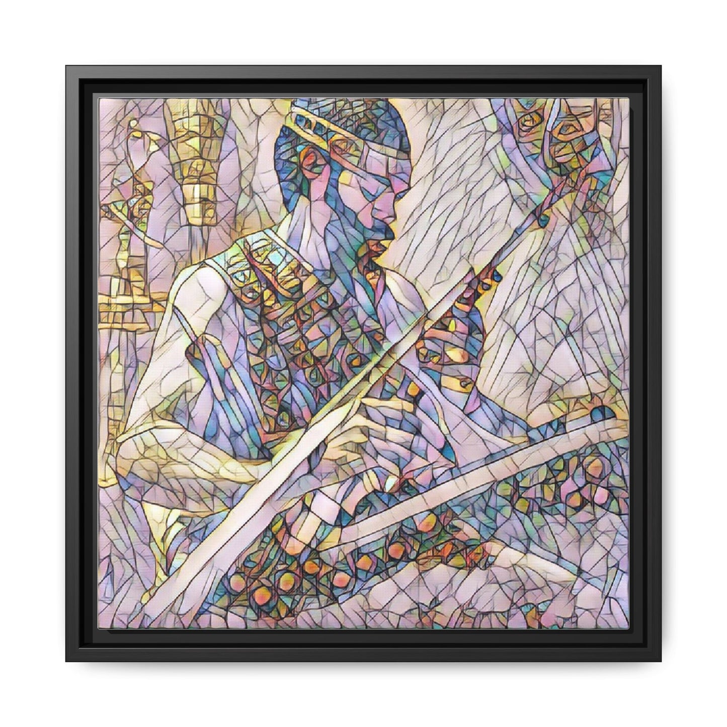 Framed Matte Canvas — Abstract Musician Stained-Glass Art Print
