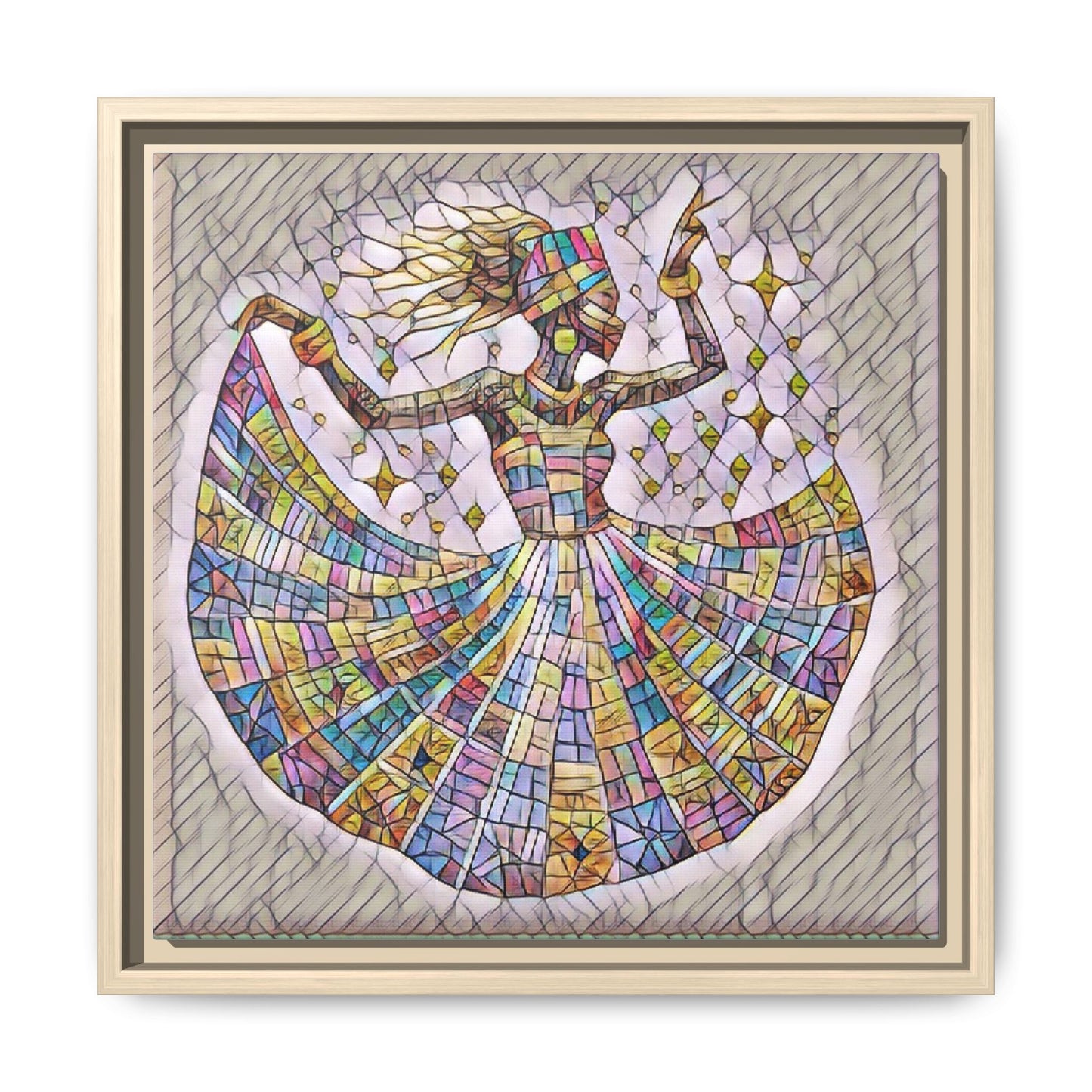 Colorful Mosaic Dance Framed Canvas Art