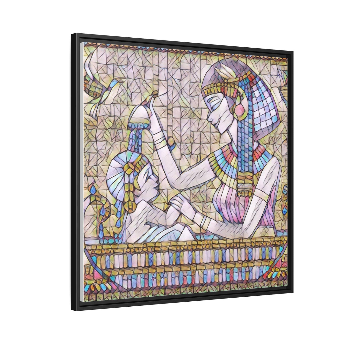 Egyptian Mosaic Mother & Child Framed Matte Canvas