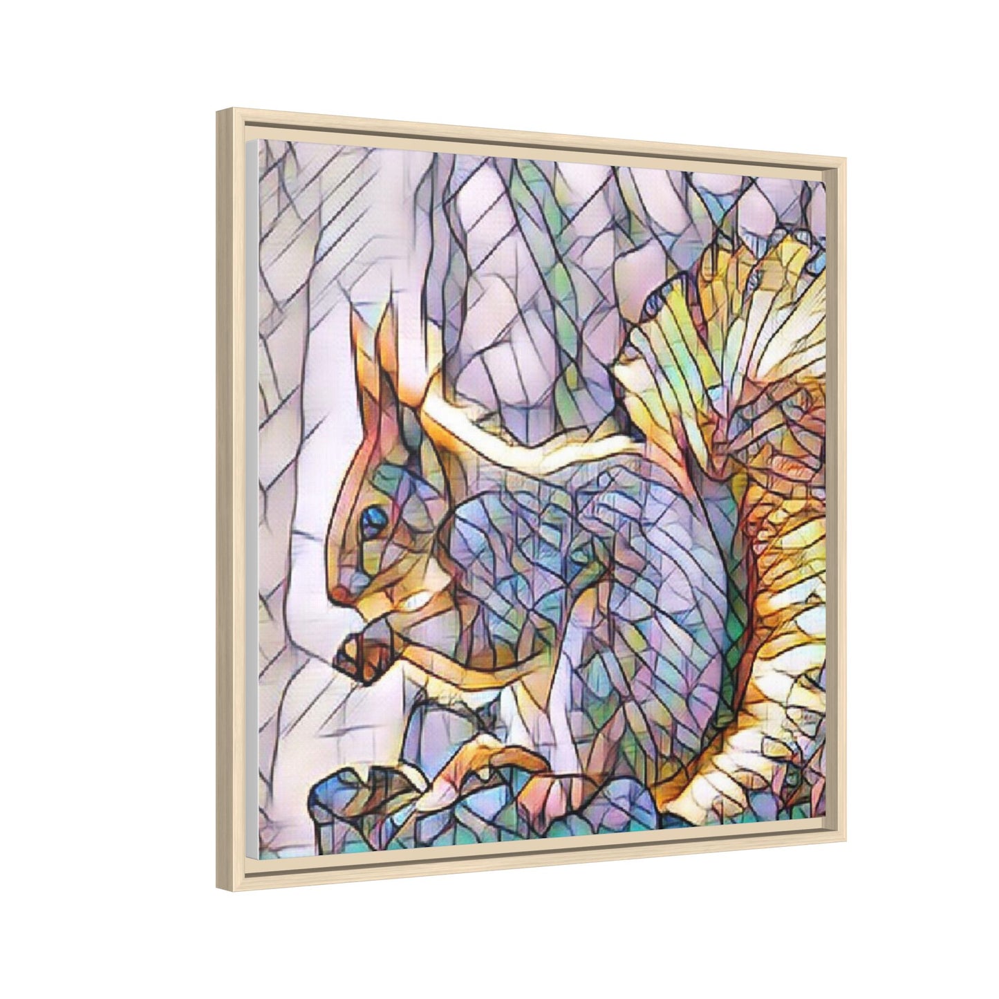 Framed Squirrel Mosaic Matte Canvas Wall Art