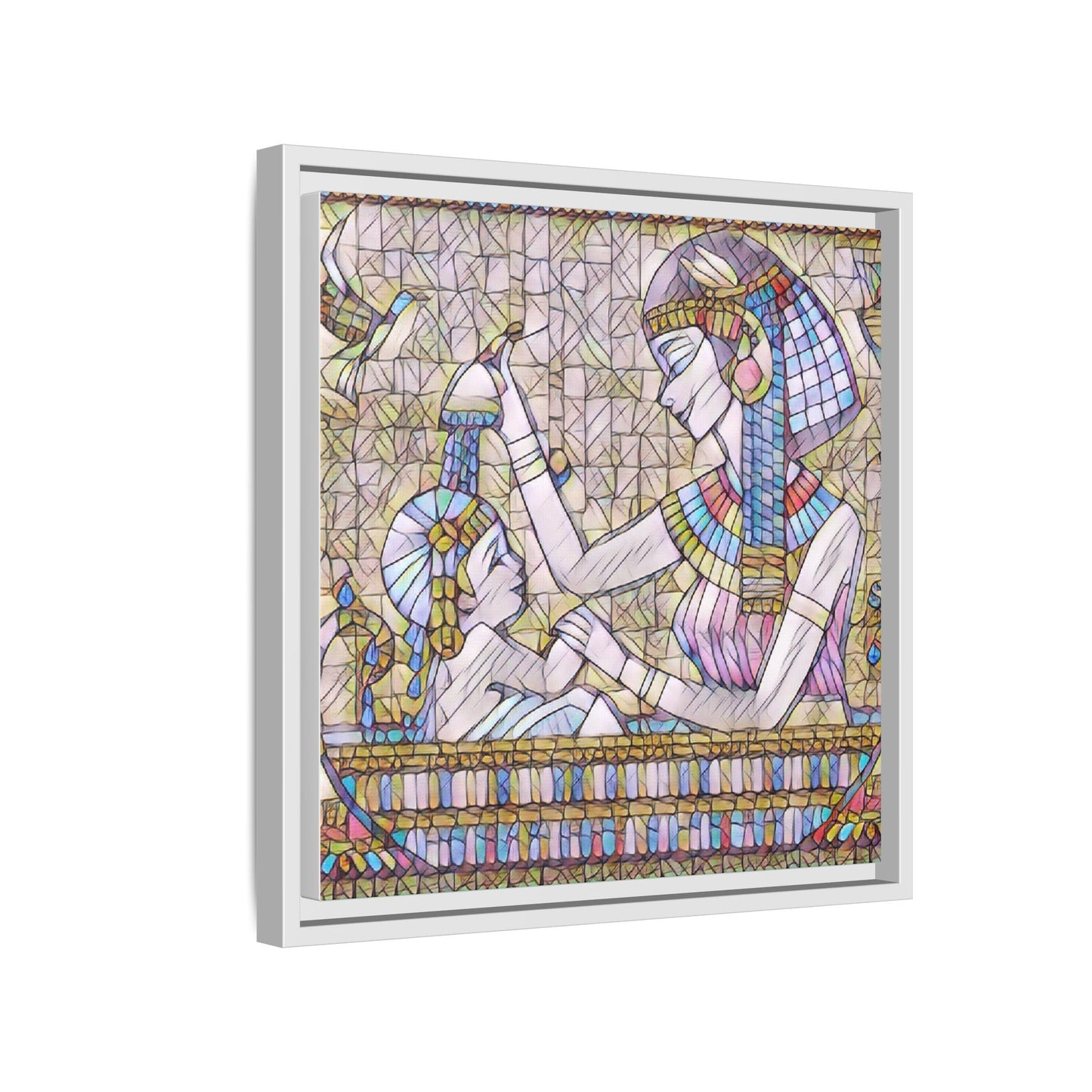 Egyptian Mosaic Mother & Child Framed Matte Canvas