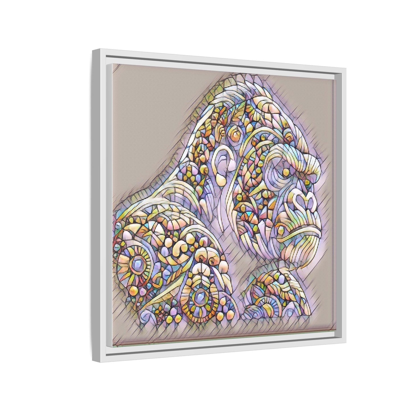 Colorful Ornate Gorilla Matte Canvas Framed Wall Art