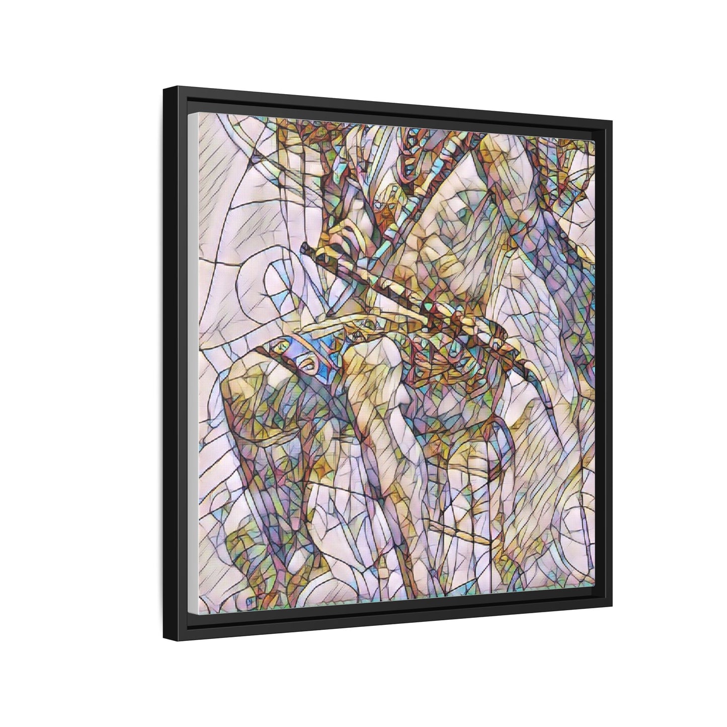 Framed Abstract Musician Canvas Art — Multi‑Color Jazz Saxophone Print
