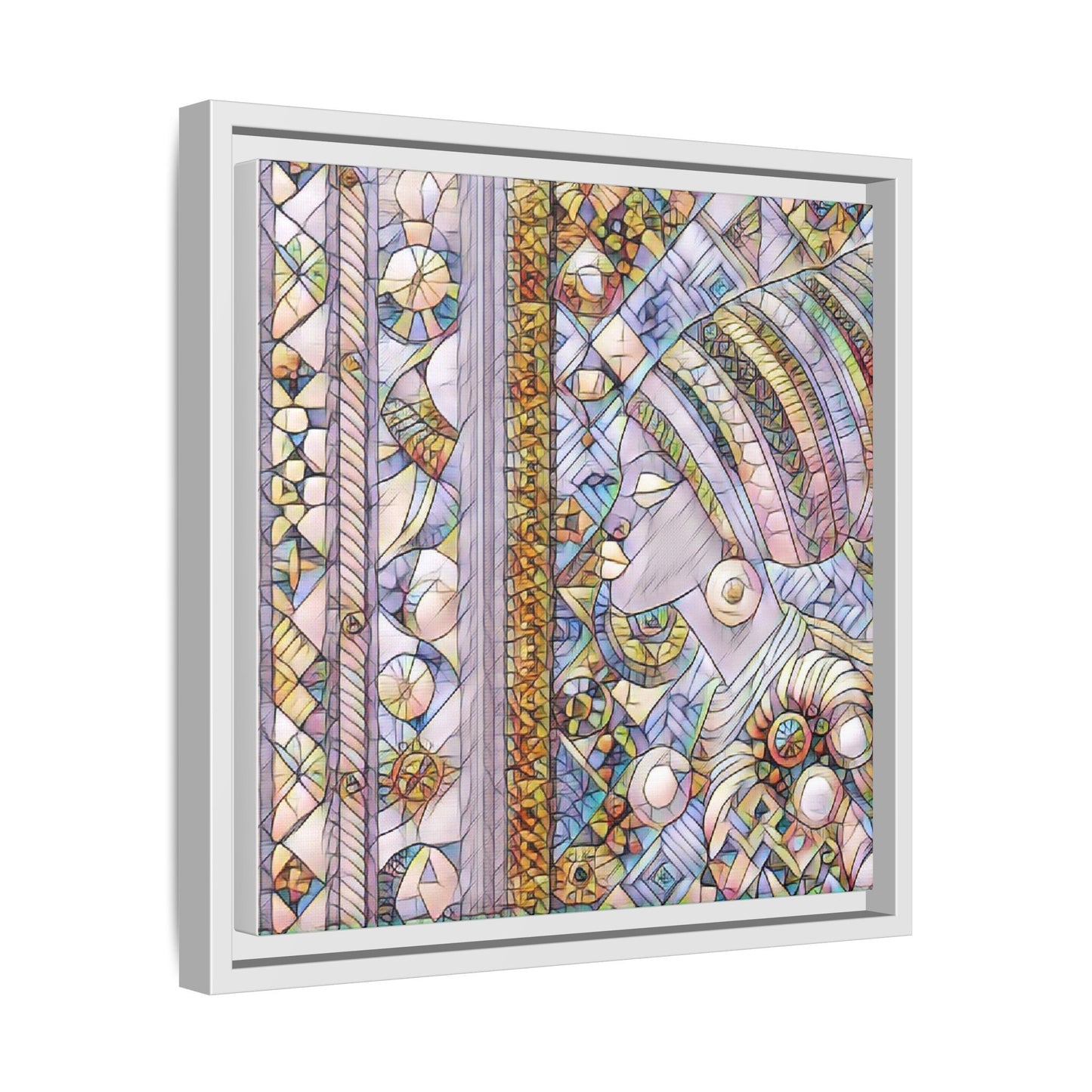 Afrocentric Stained-Glass Portrait Matte Framed Canvas