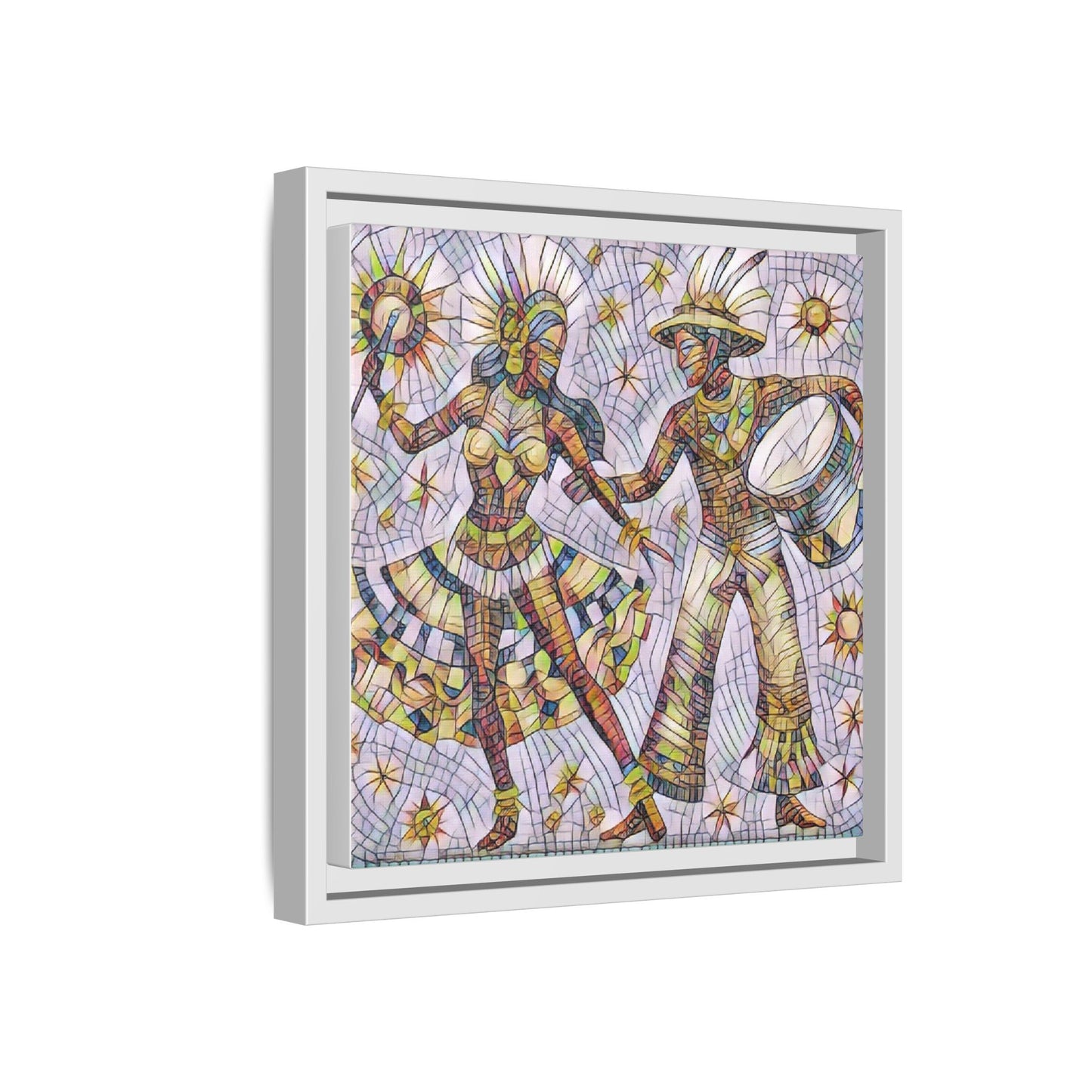 Carnival Dancers Framed Canvas Art — Colorful Samba Rhythm Wall Decor