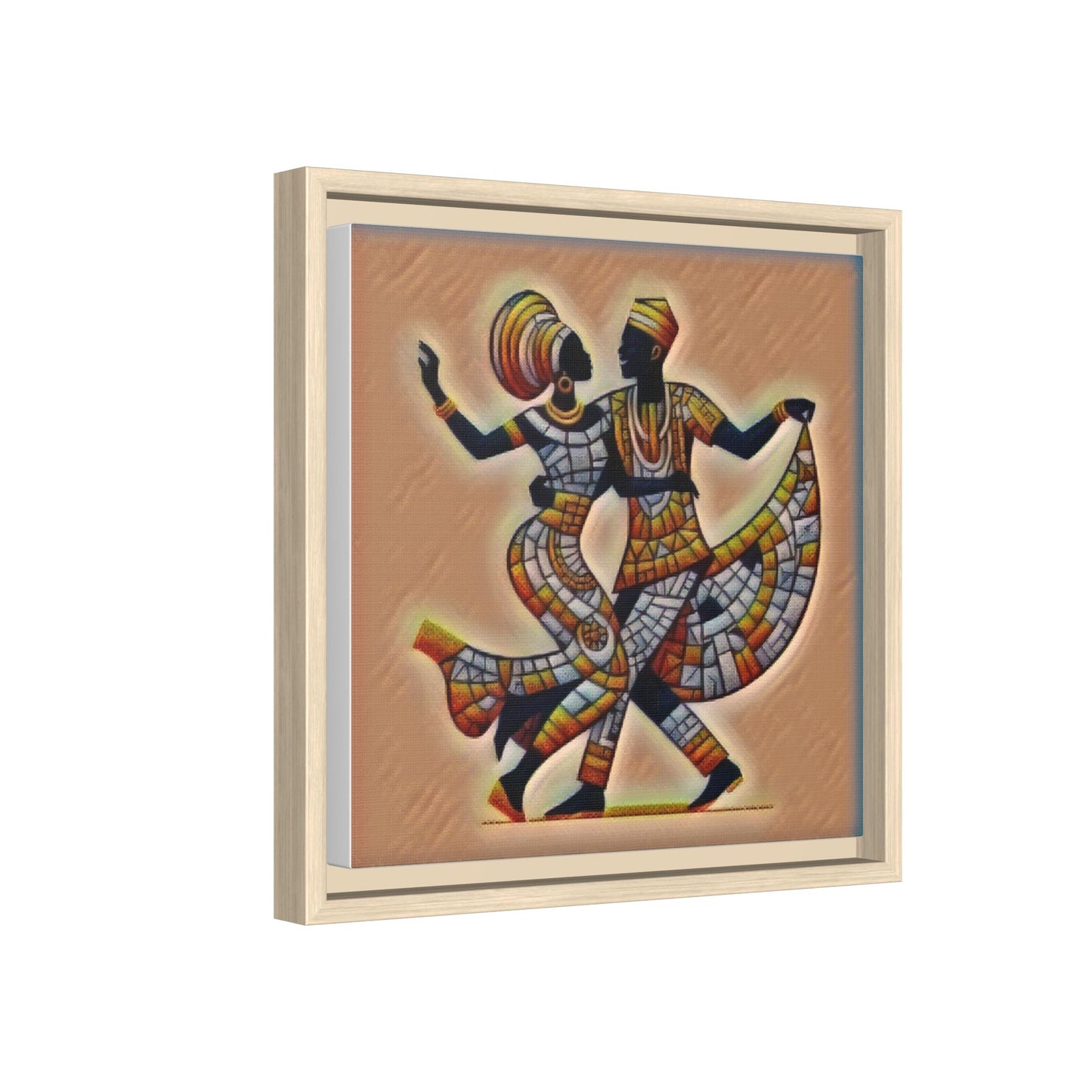 Framed African Dance Mosaic Art Print — Matte Canvas Wall Decor
