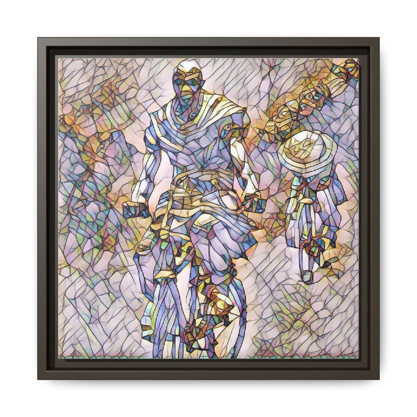 Framed Matte Canvas — Abstract Cyclist Artwork (Multi‑Color)