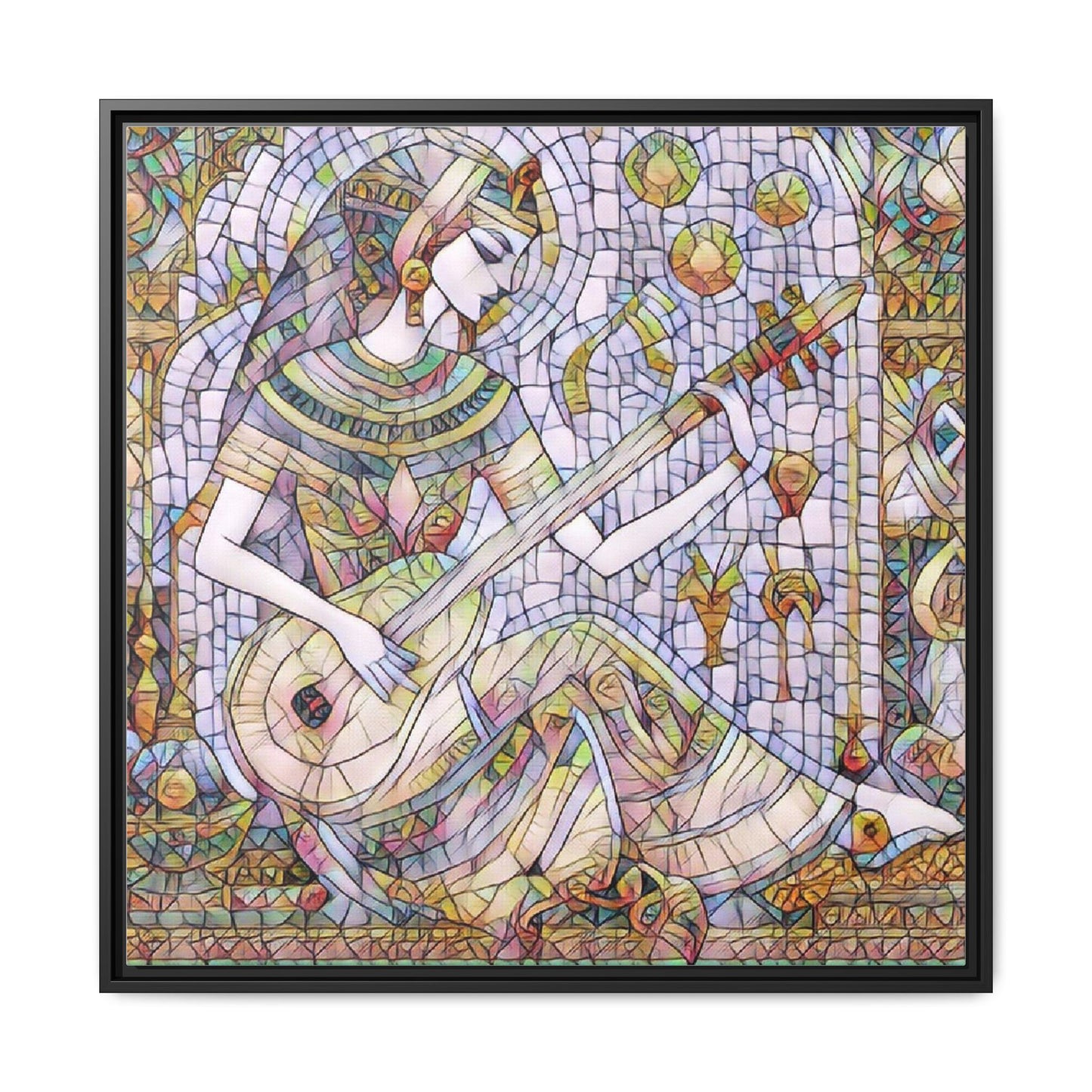 Egyptian Muse Mosaic Matte Canvas Framed Wall Art