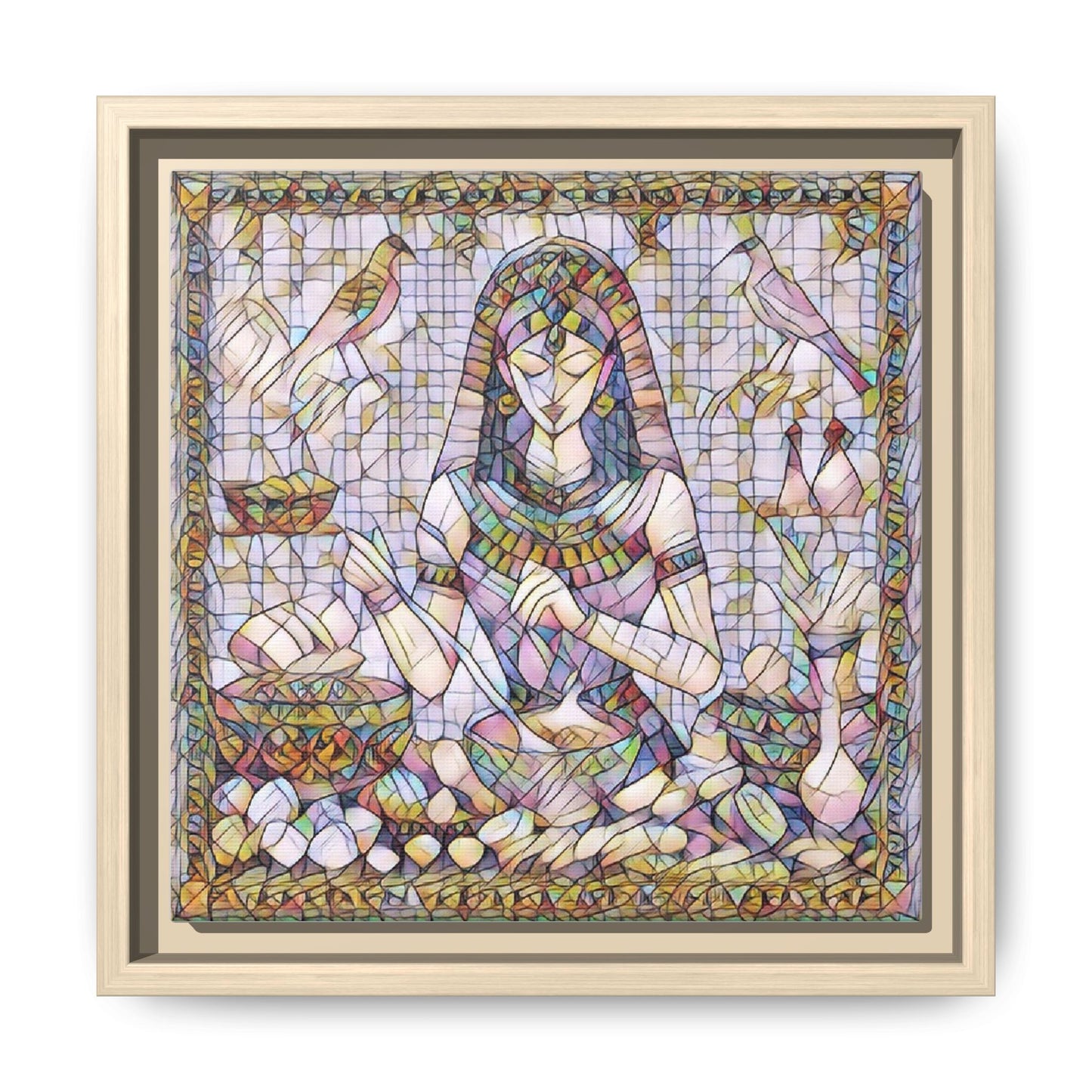 Egyptian Goddess Mosaic Framed Canvas Art