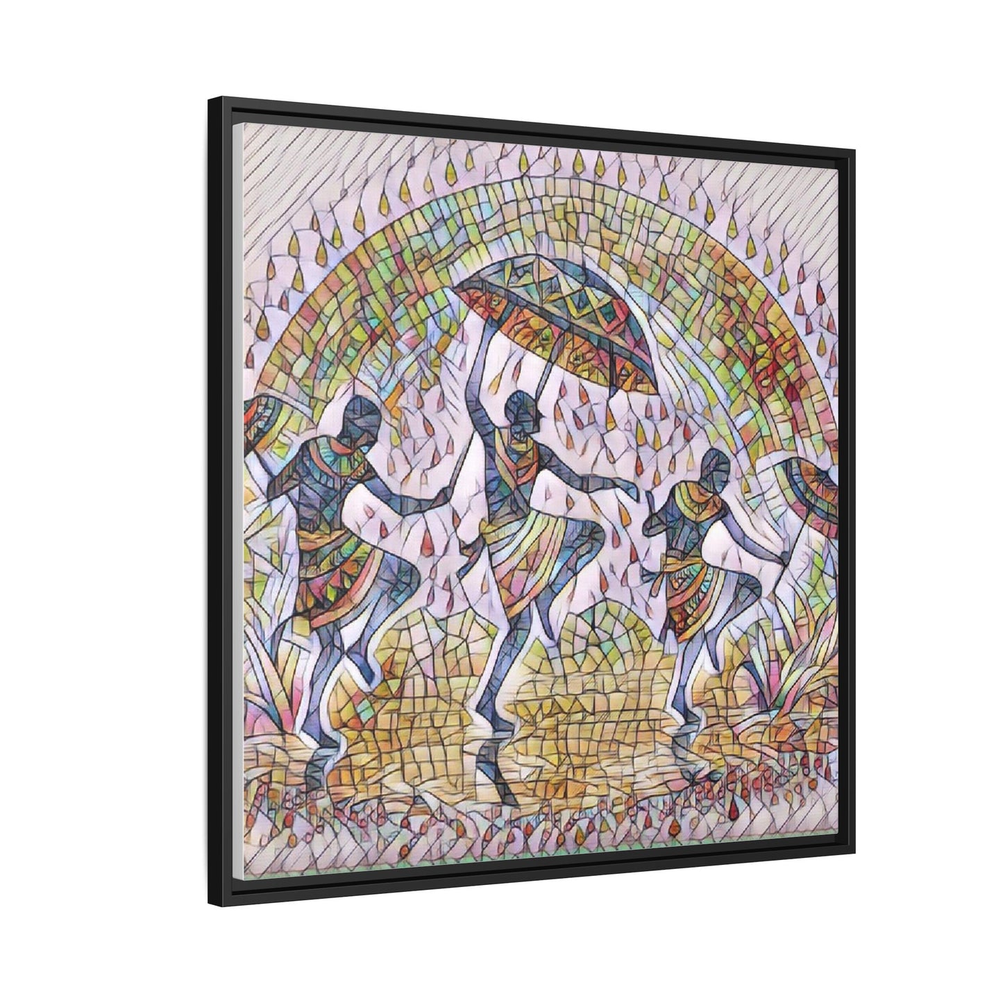 Framed Canvas Art — Colorful African Dance Mosaic