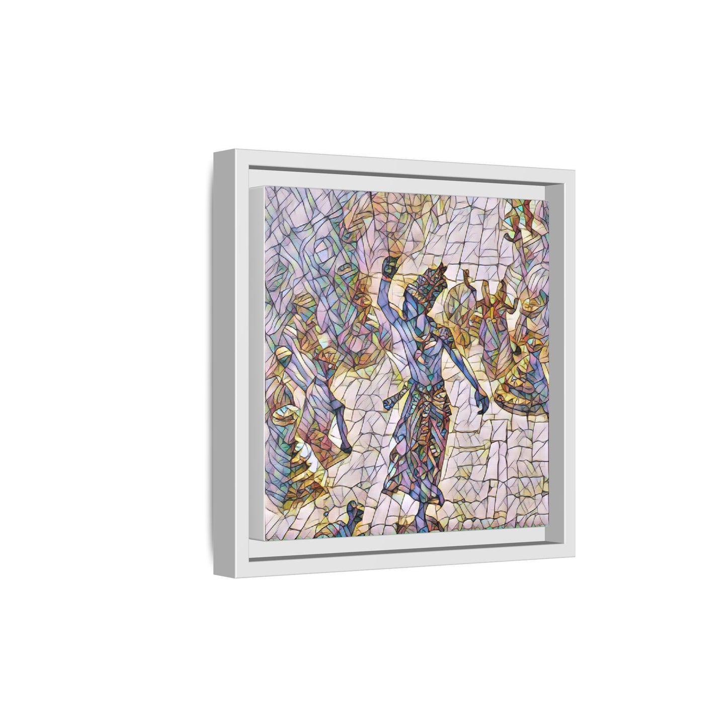 Framed Canvas Art — Colorful Mosaic Krishna Dance Print