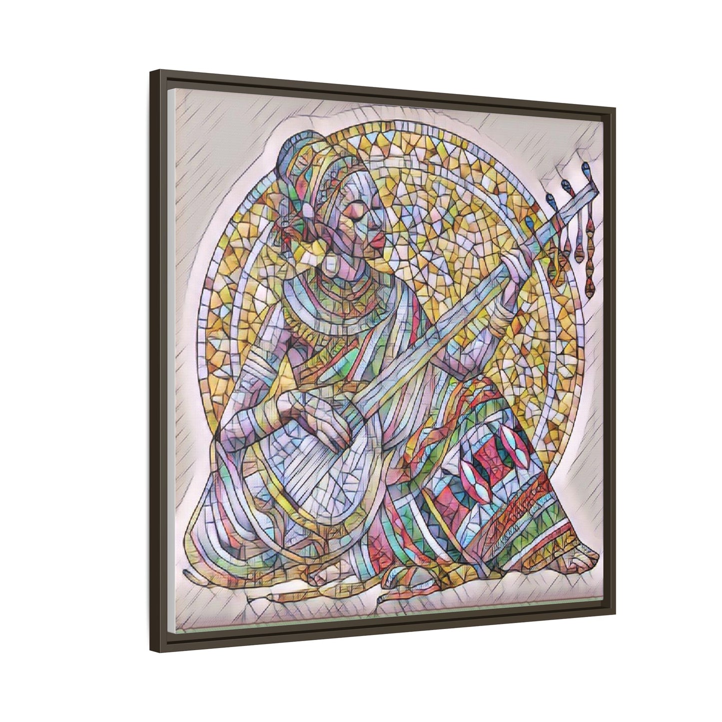Framed Canvas Art - Colorful Mosaic Musician Wall Decor