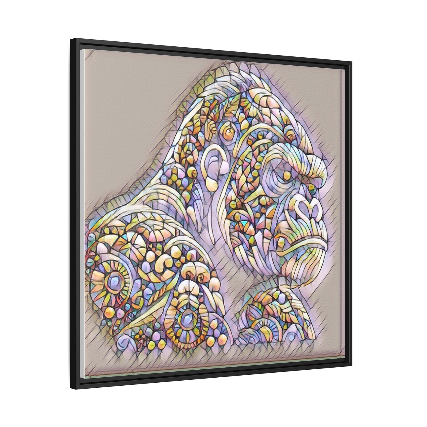 Colorful Ornate Gorilla Matte Canvas Framed Wall Art