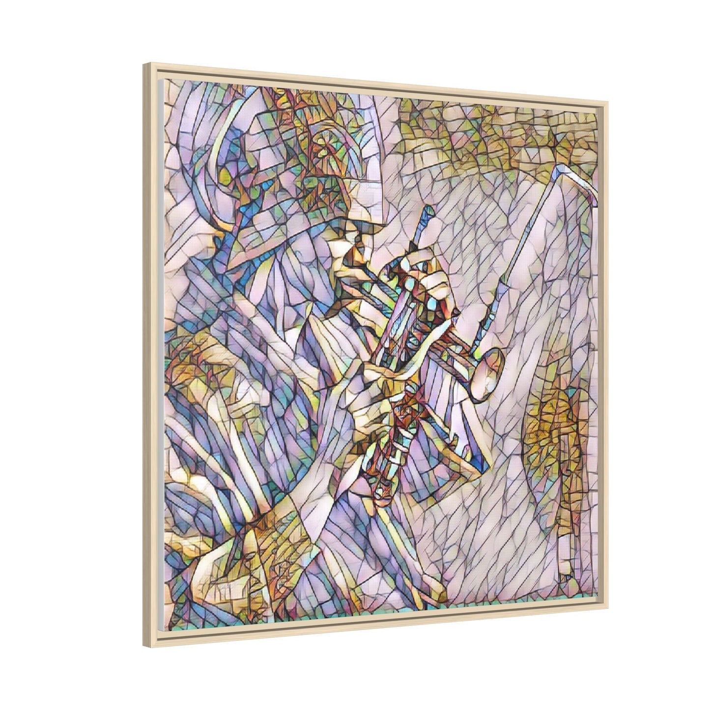 Framed Abstract Trumpet Player Matte Canvas Art