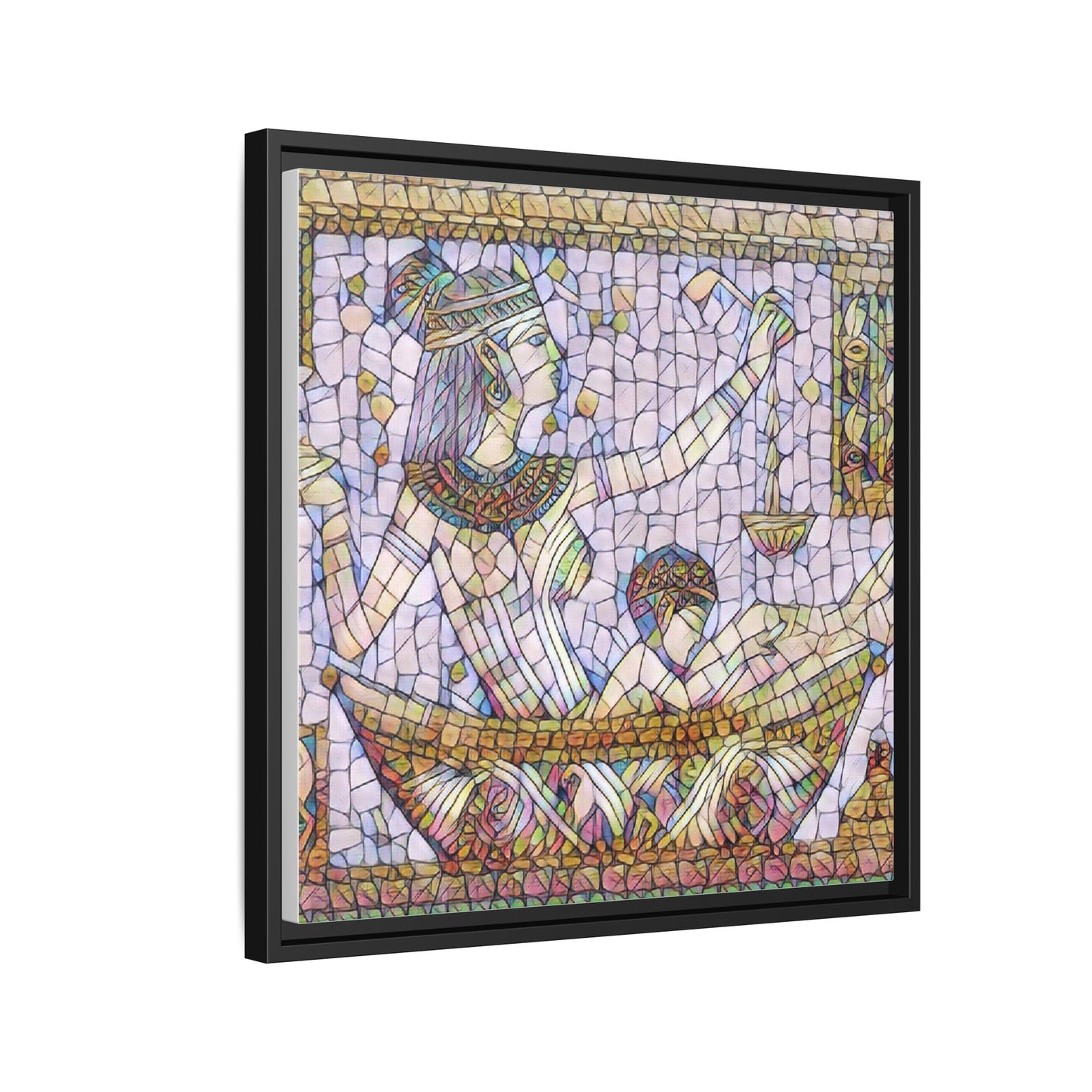 Egyptian Mosaic Goddess Matte Canvas Print (Framed)