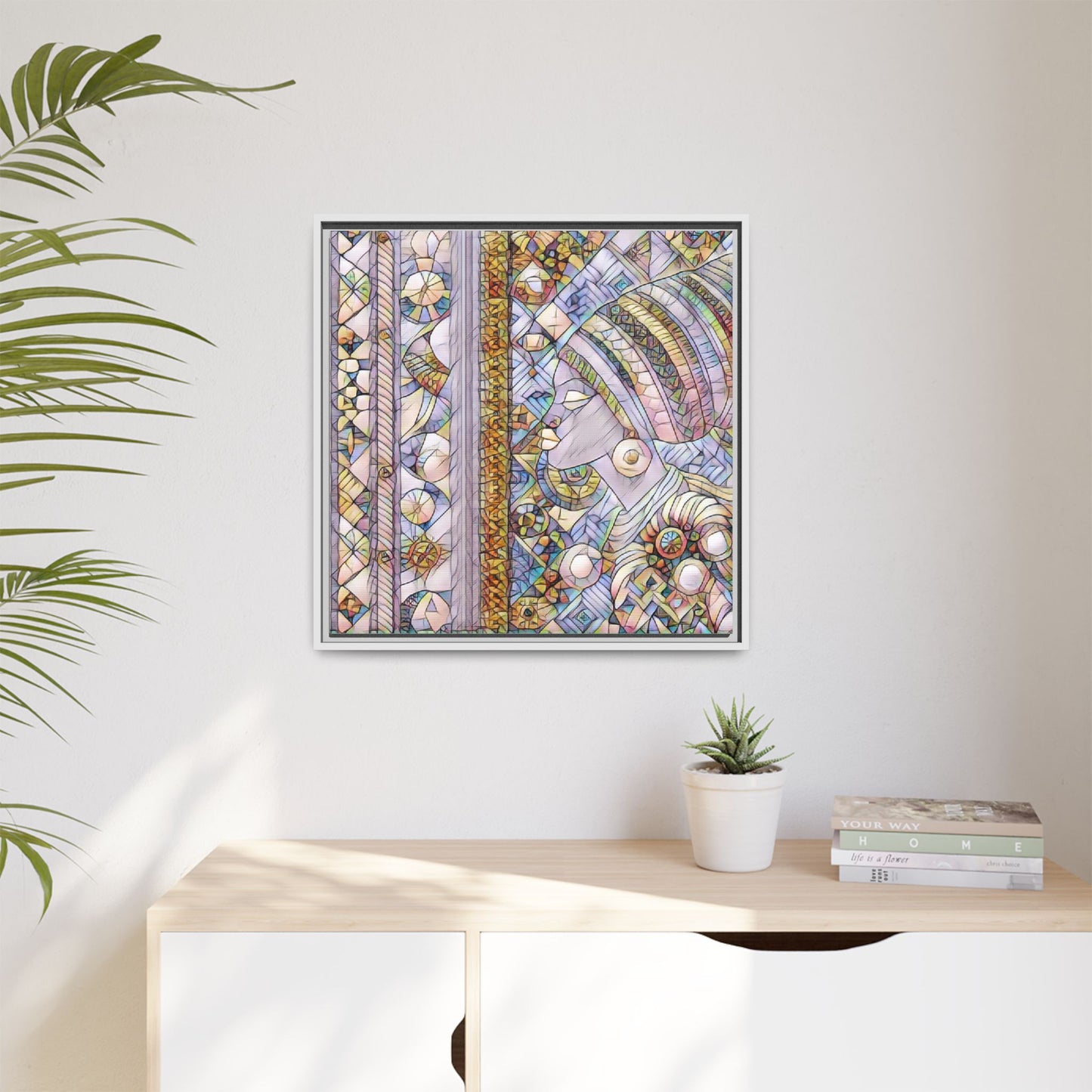 Afrocentric Stained-Glass Portrait Matte Framed Canvas