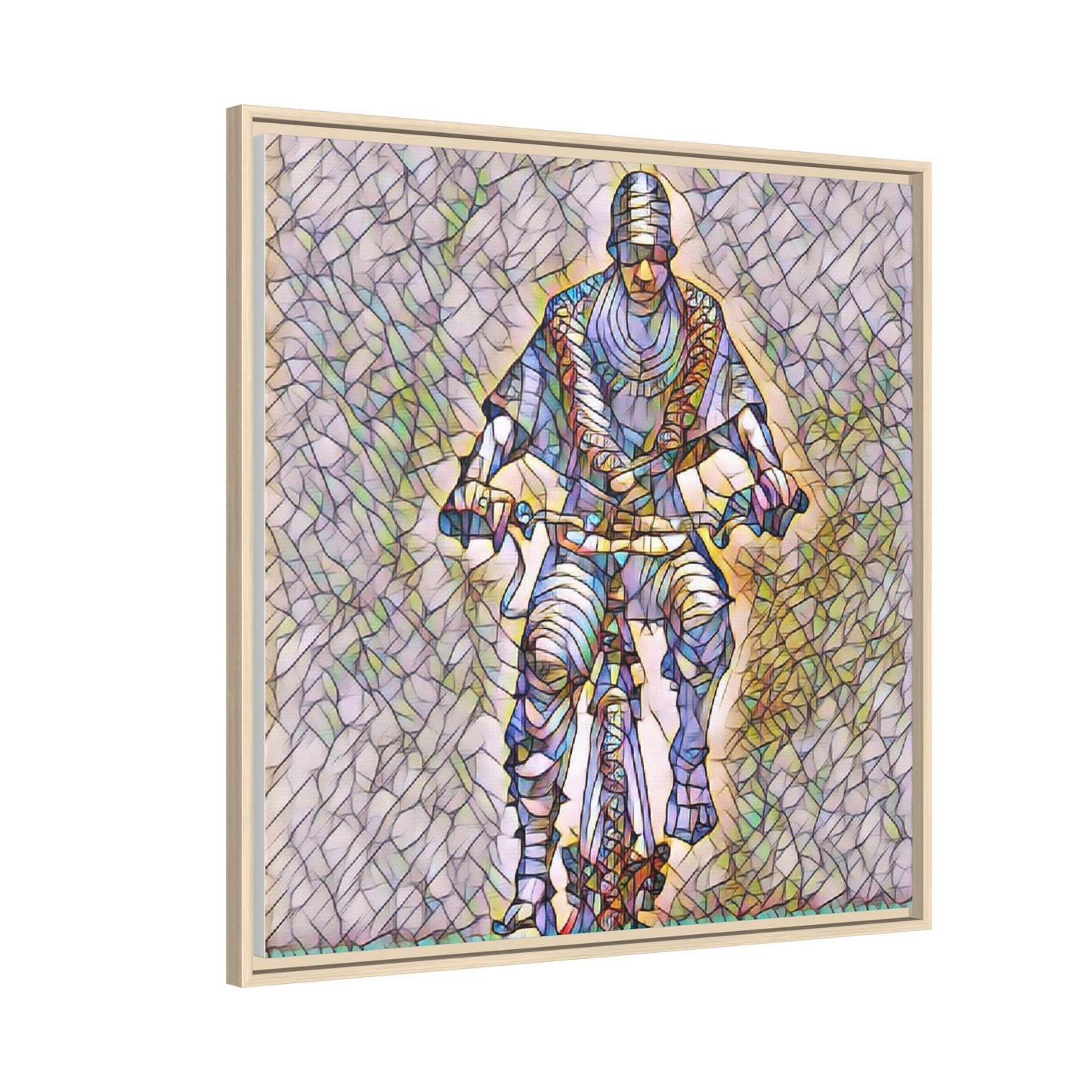 Yekhee Bicycle Rider - Framed Canvas Wall Art Print | Cycling Decor