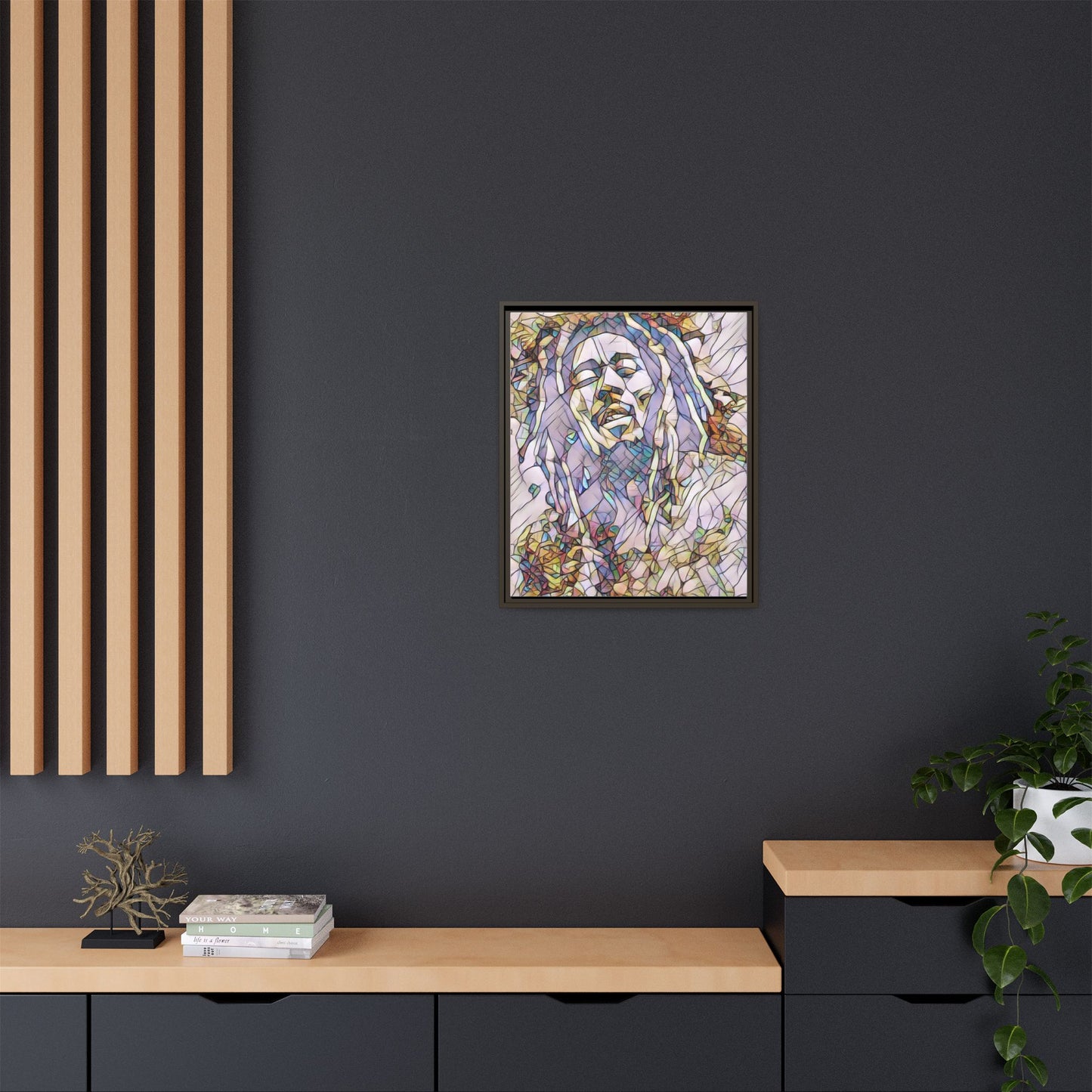 Abstract Multicolor Portrait Matte Canvas Framed Wall Art