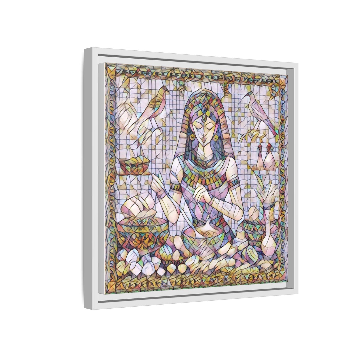 Egyptian Goddess Mosaic Framed Canvas Art