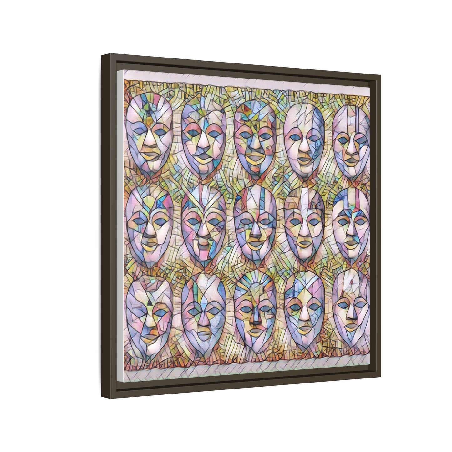 Abstract Mask Art Matte Canvas Print — Framed Multicolor Wall Art