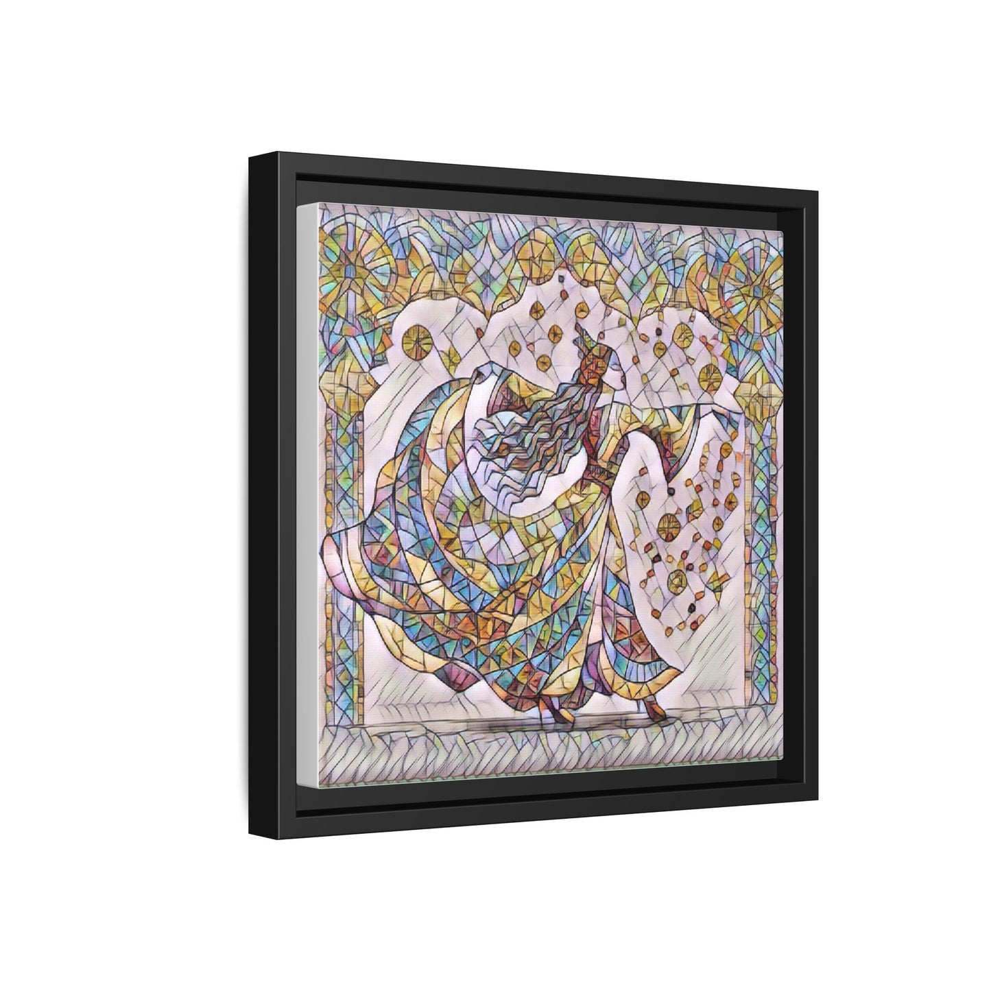 Stained Glass Dancing Dervish Framed Canvas Art