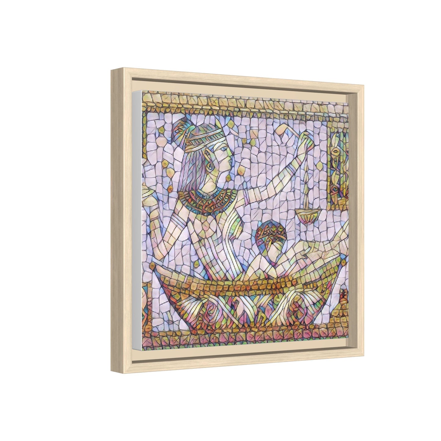 Egyptian Mosaic Goddess Matte Canvas Print (Framed)