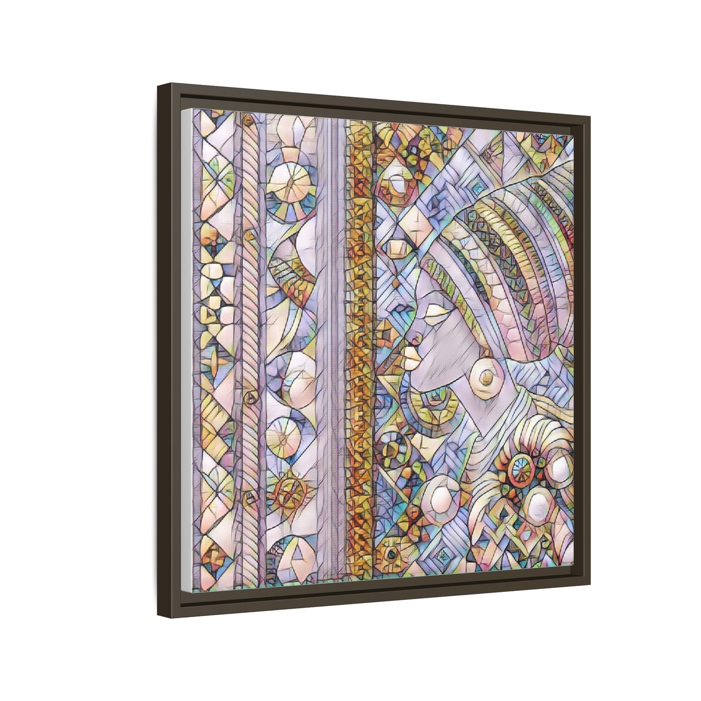 Afrocentric Stained-Glass Portrait Matte Framed Canvas