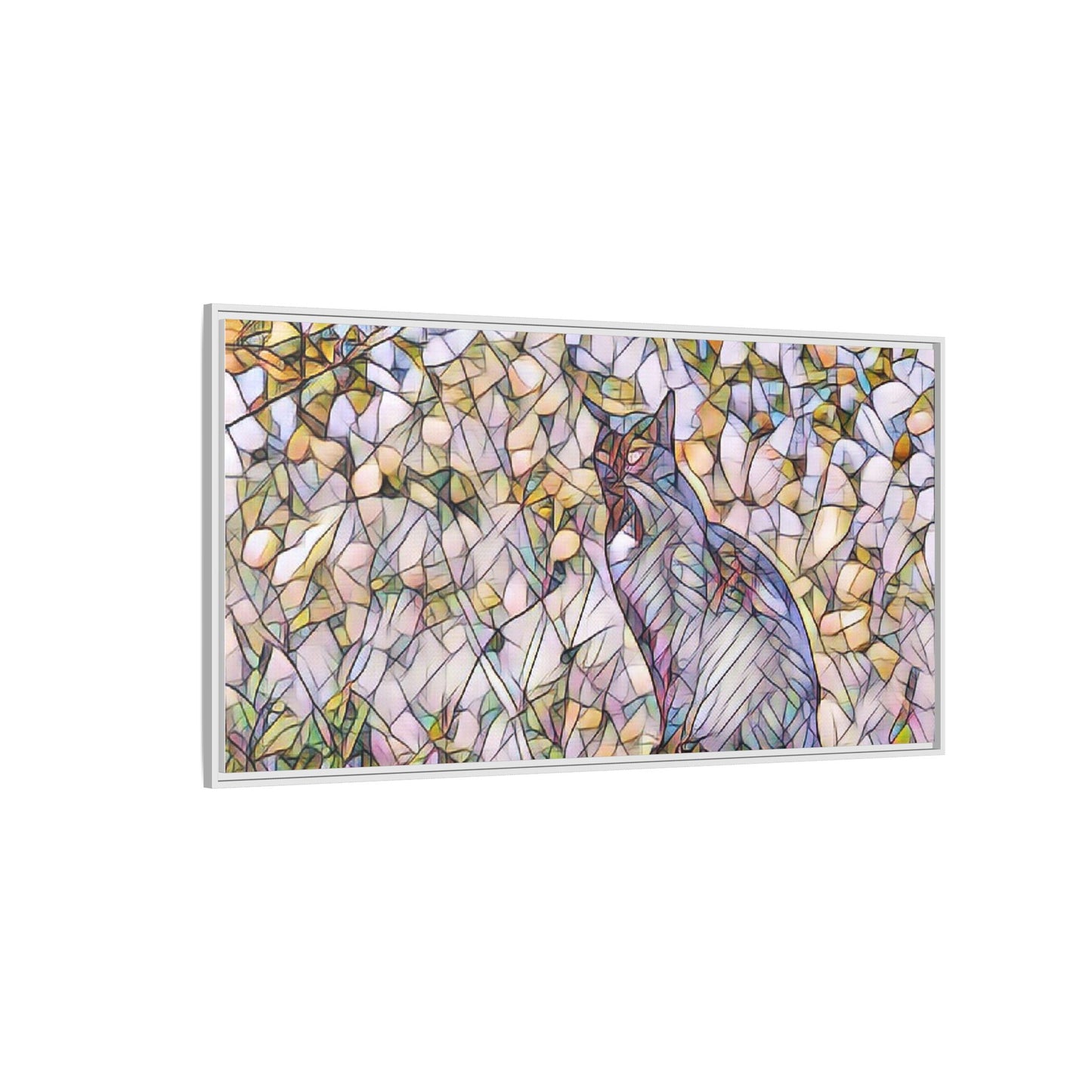 Framed Canvas Art - Stained Glass Heron Nature Print